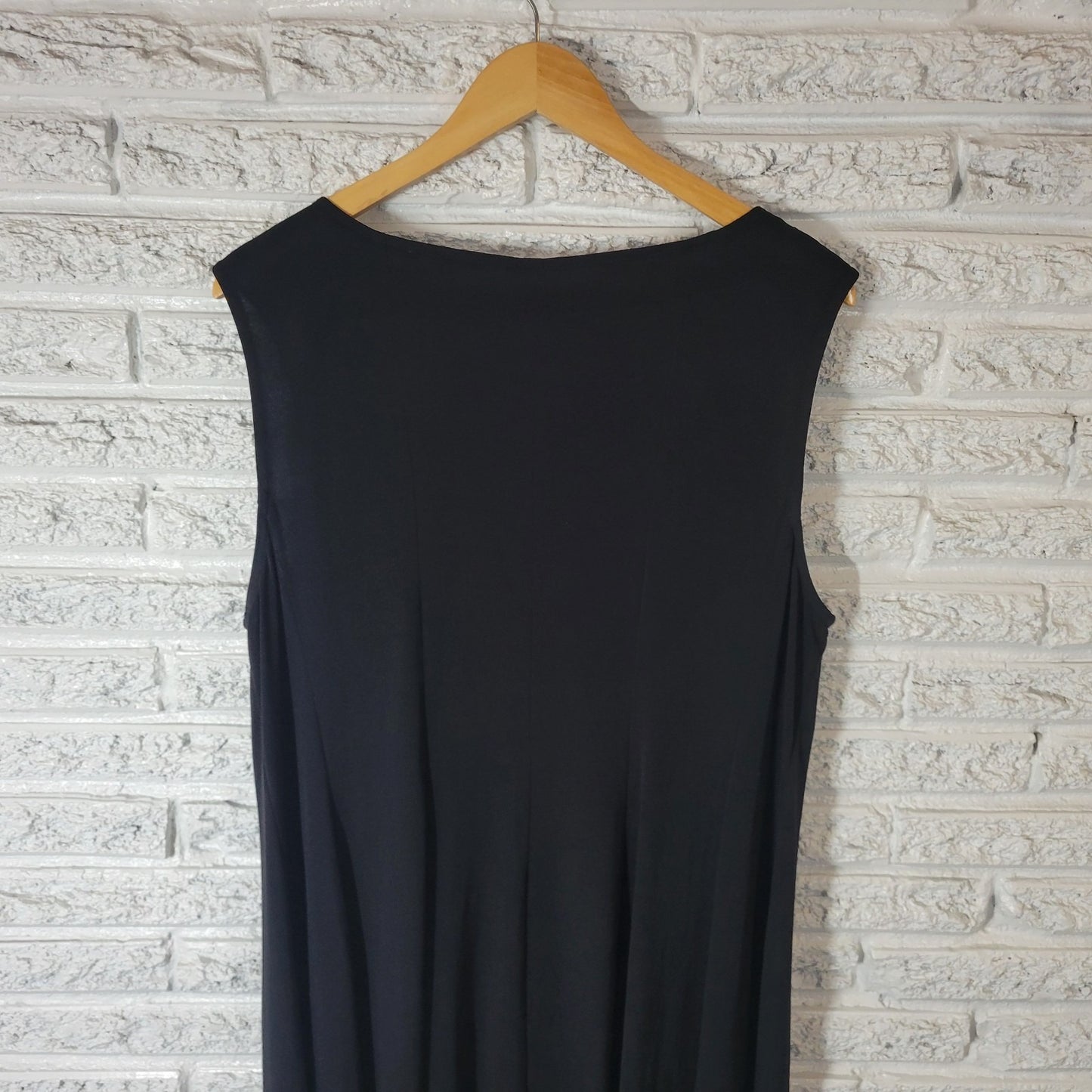 Connected Womens Dress 18W Plus Shift Sleeveless Black Poly Blend Beaded Office
