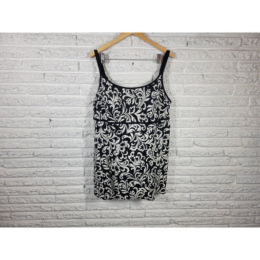 Great Lengths Womens Swimsuit 22 One Piece Skirted Black Adjustable Spaghetti