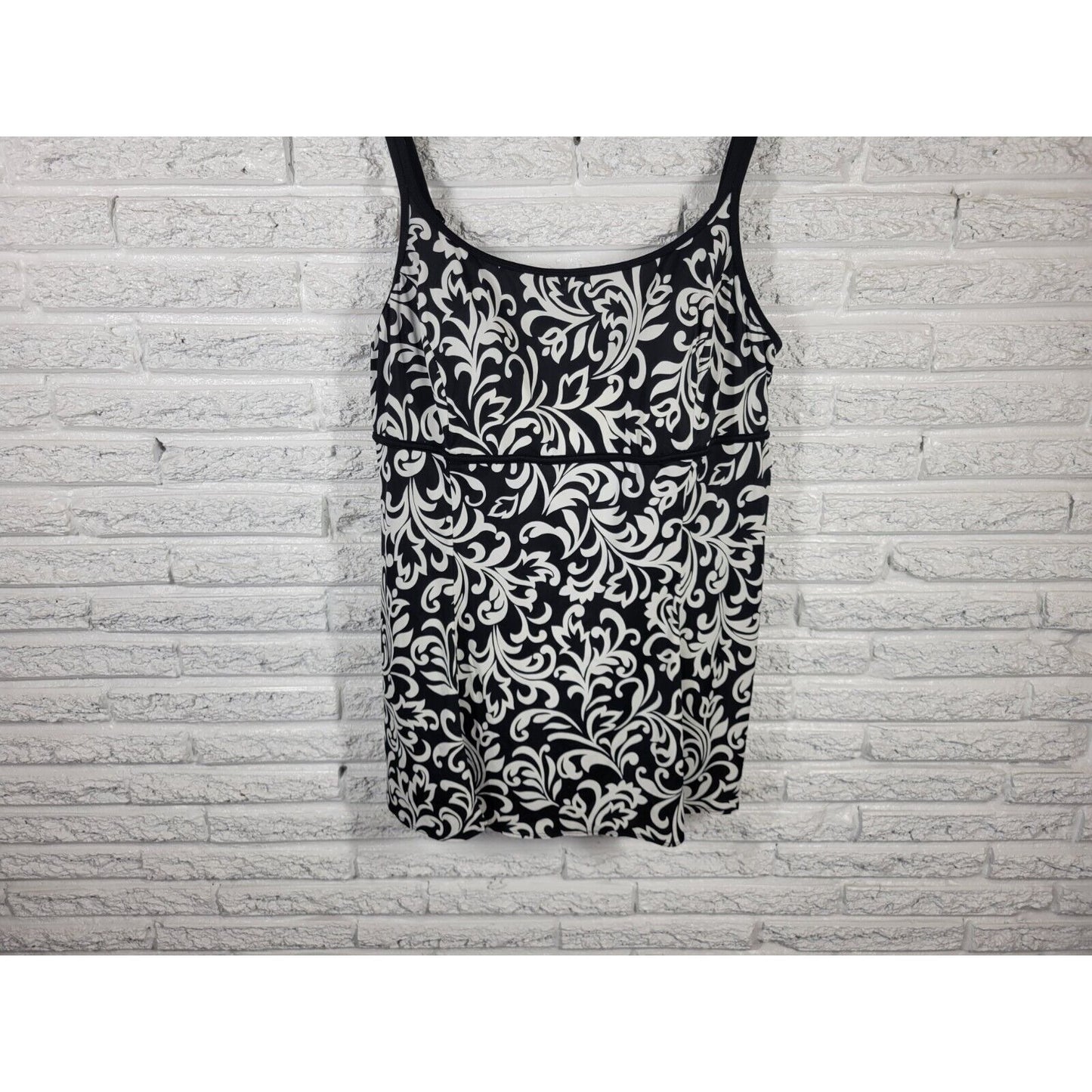 Great Lengths Womens Swimsuit 22 One Piece Skirted Black Adjustable Spaghetti