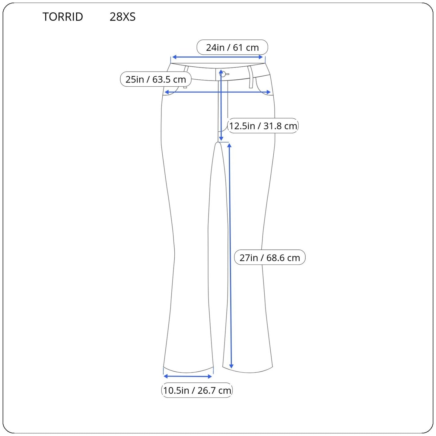 Torrid Womens Jeans 28XS 28XP Boot Cut Dark Blue Denim Wash Zip Comfort Waist