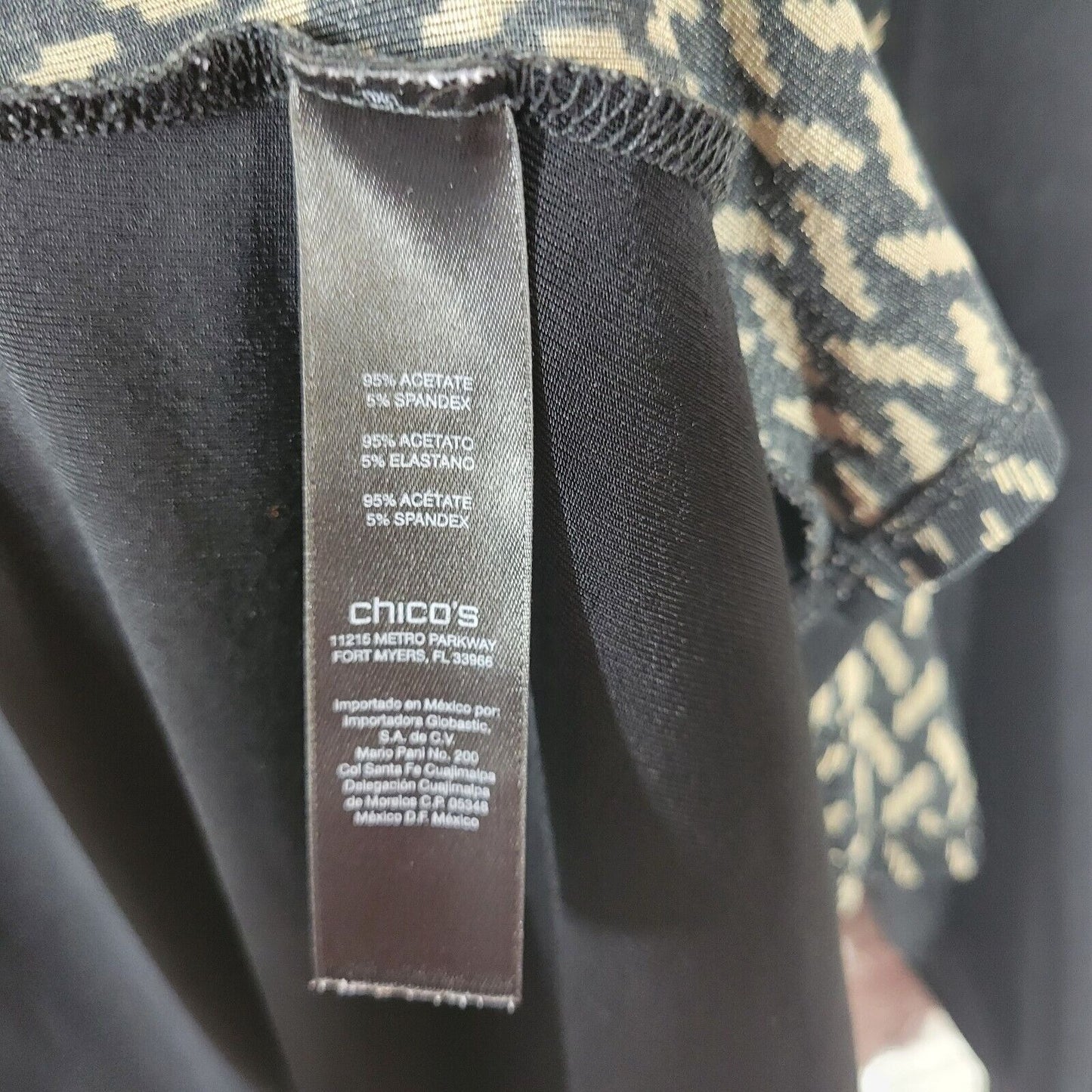 Chicos Travelers Womens Top 3 Standard XL Duster 3/4 Sleeve Travel Knit Black