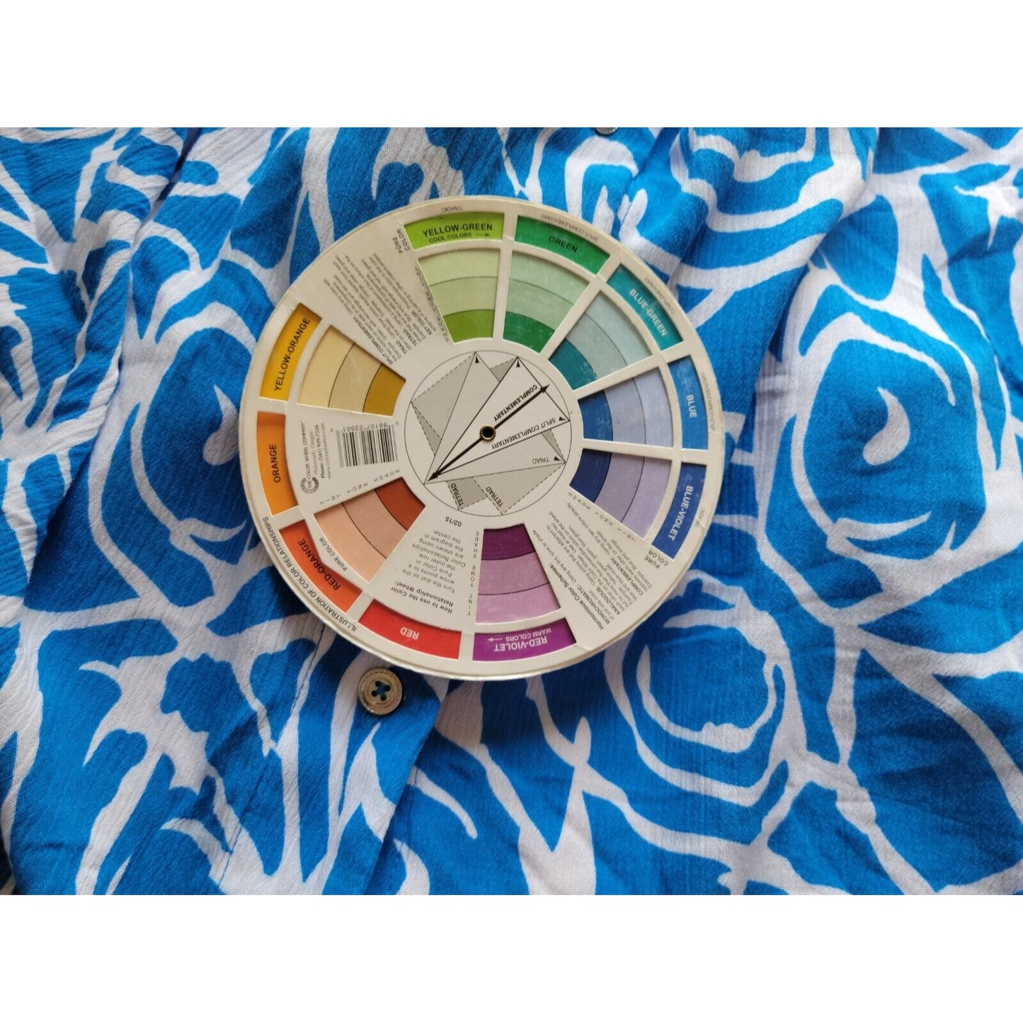 Coral Bay Womens Top 1X Plus Button Ruffle Short Sleeve Rayon Blue Geometric