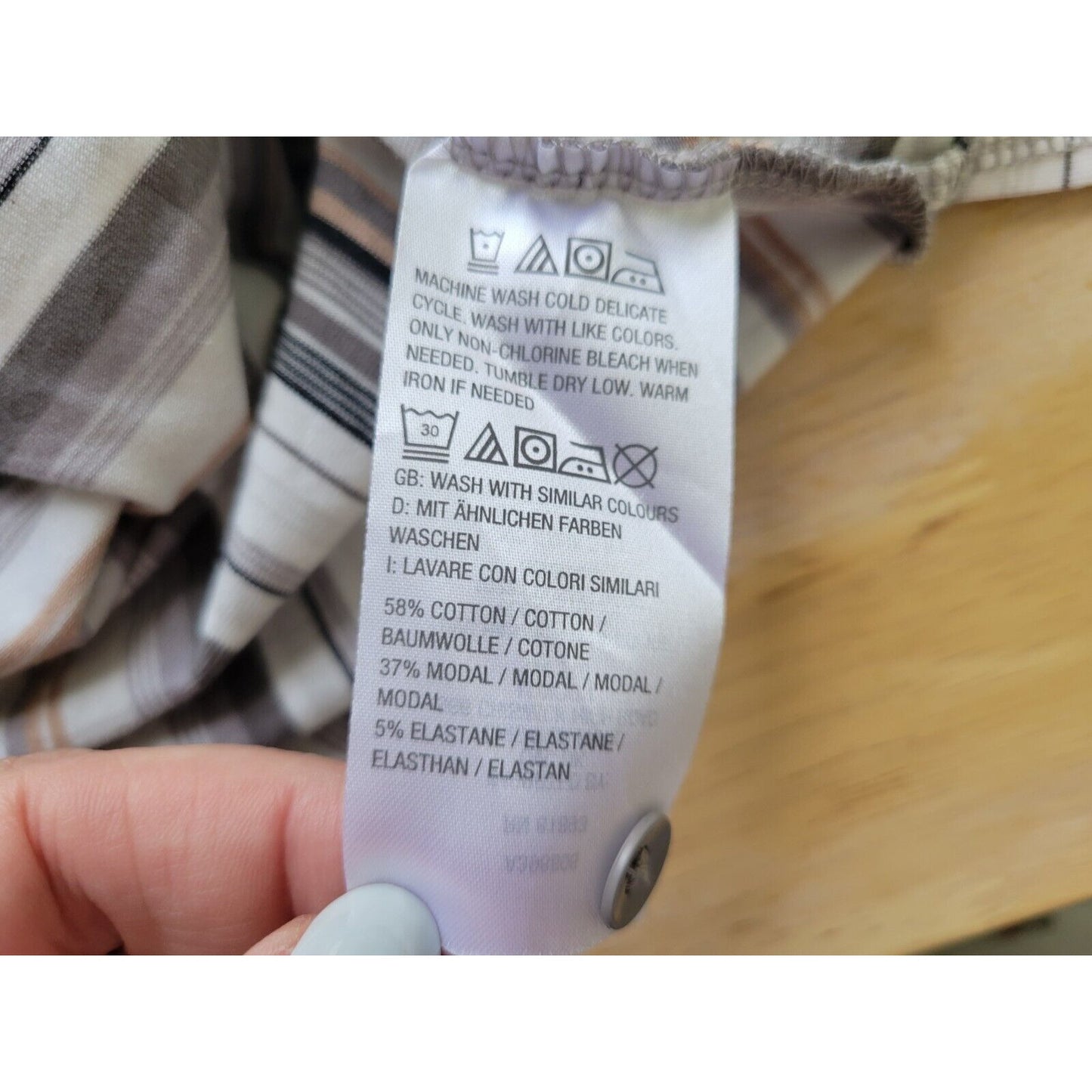 Isaac Mizrahi Live Womens Top 2X Plujs Tee Gray Stripe Cap Sleeve Cotton Blend