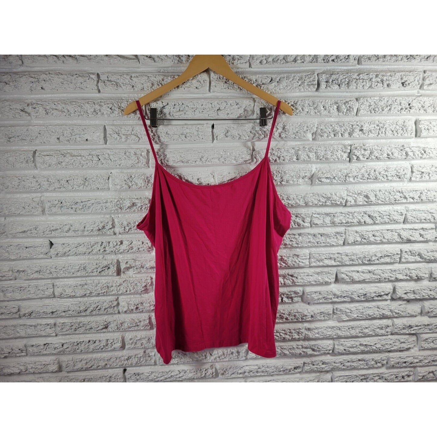 Faded Glory Womens Top 4X Camisole Pink Spaghetti Strap Stretchy Cotton Blend