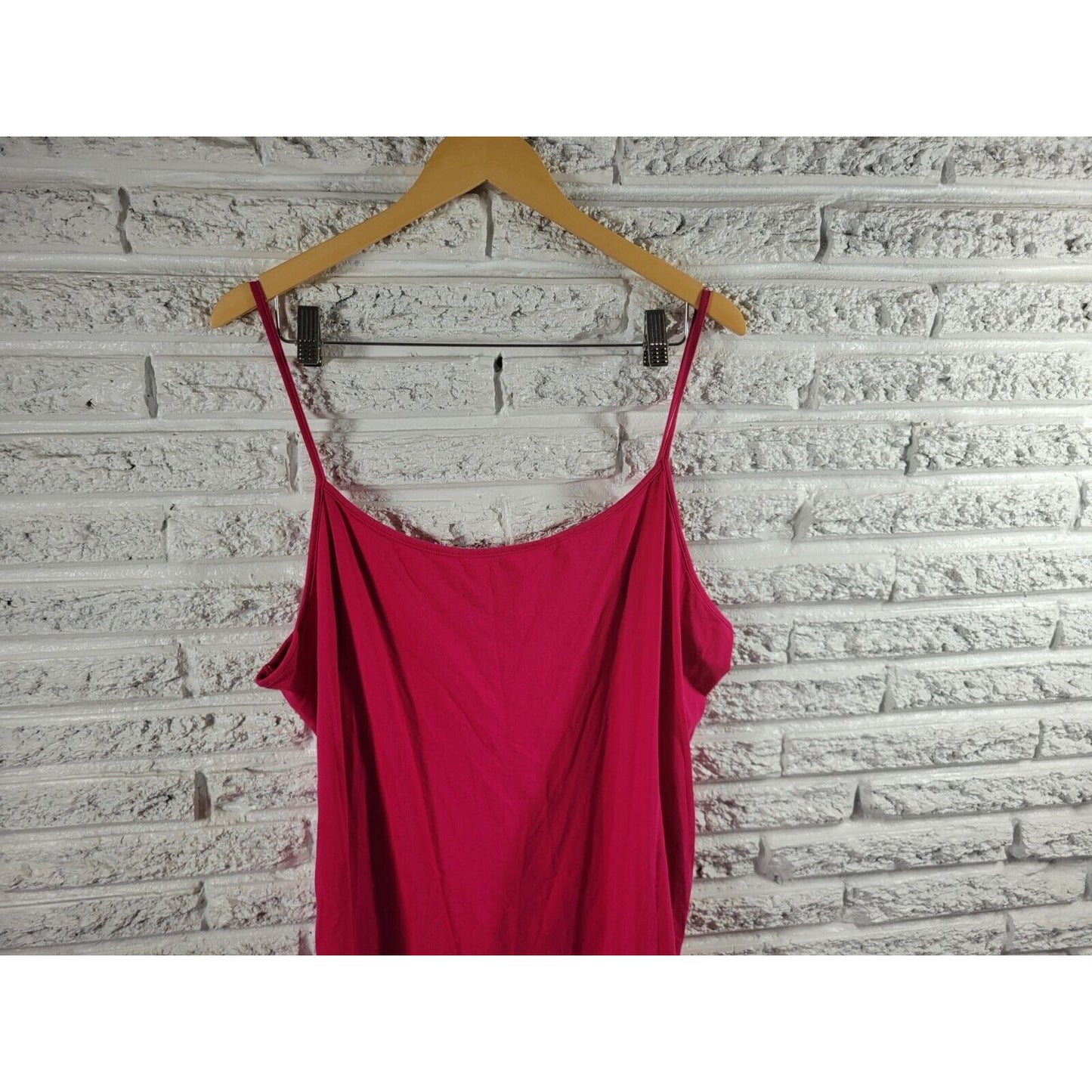 Faded Glory Womens Top 4X Camisole Pink Spaghetti Strap Stretchy Cotton Blend