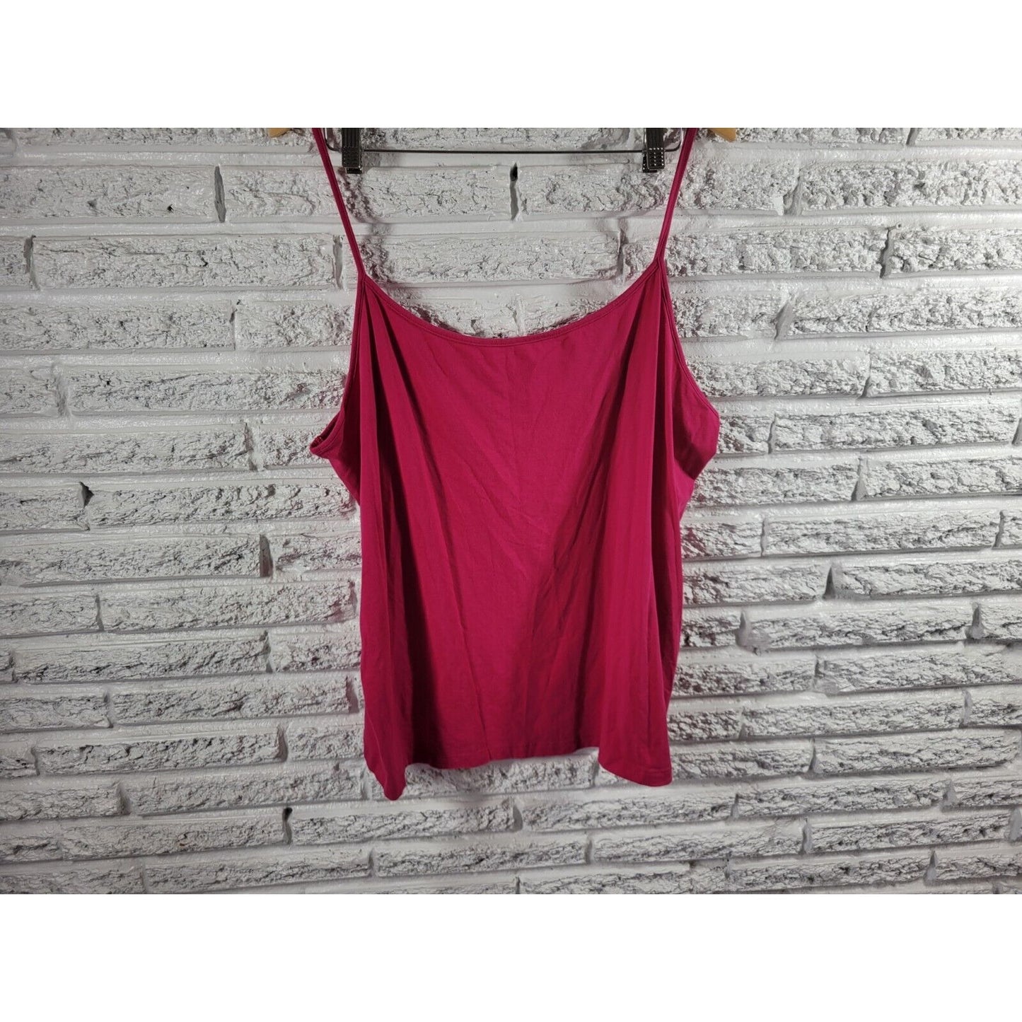 Faded Glory Womens Top 4X Camisole Pink Spaghetti Strap Stretchy Cotton Blend