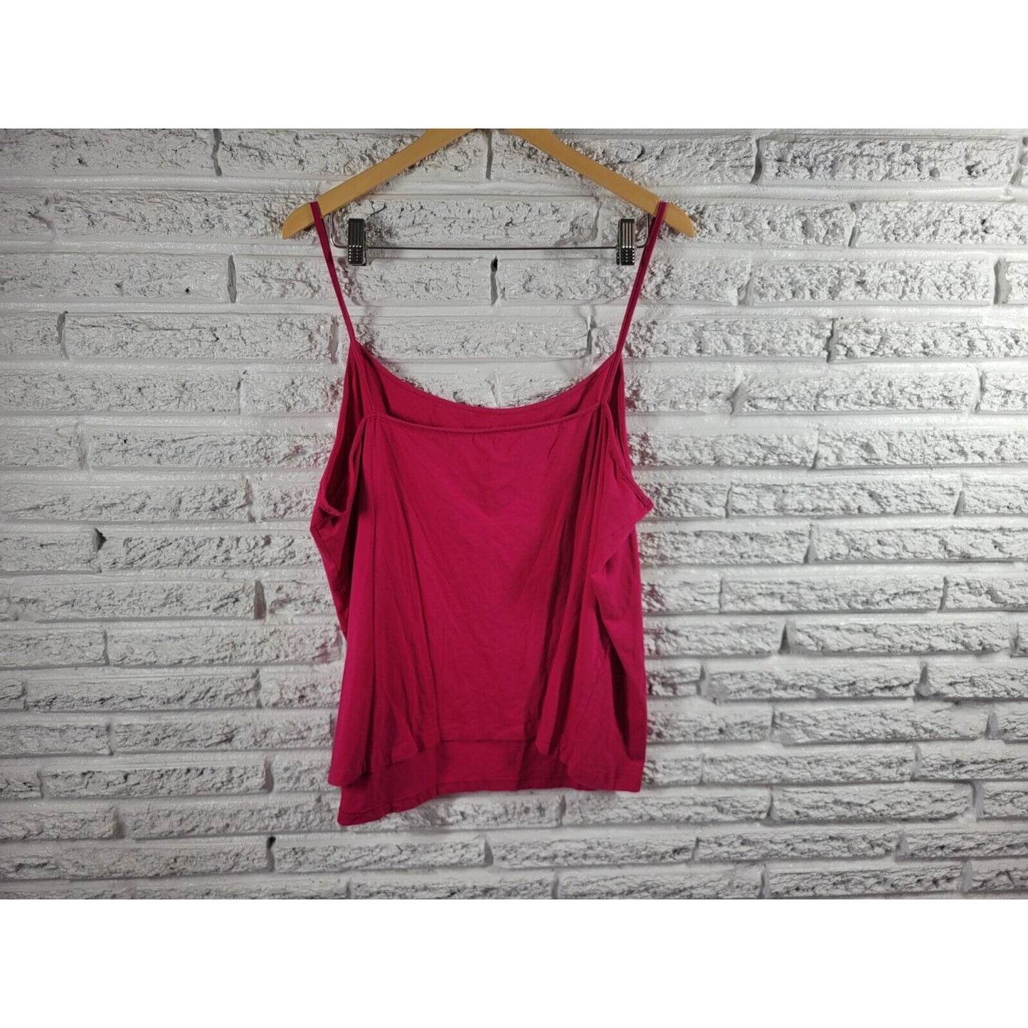 Faded Glory Womens Top 4X Camisole Pink Spaghetti Strap Stretchy Cotton Blend