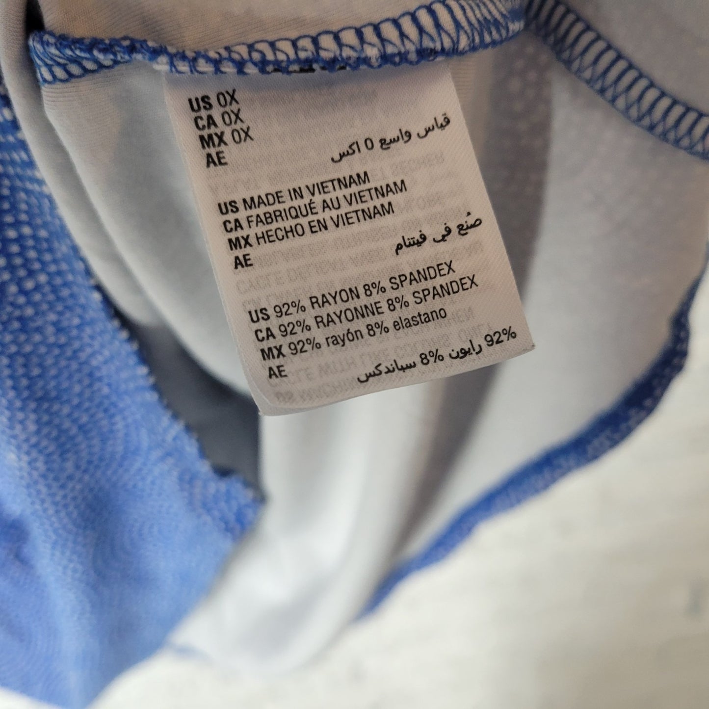 Alfani Women's Plus Size 0X Sleeveless Blouse Blue White Geometric Tiered Tank