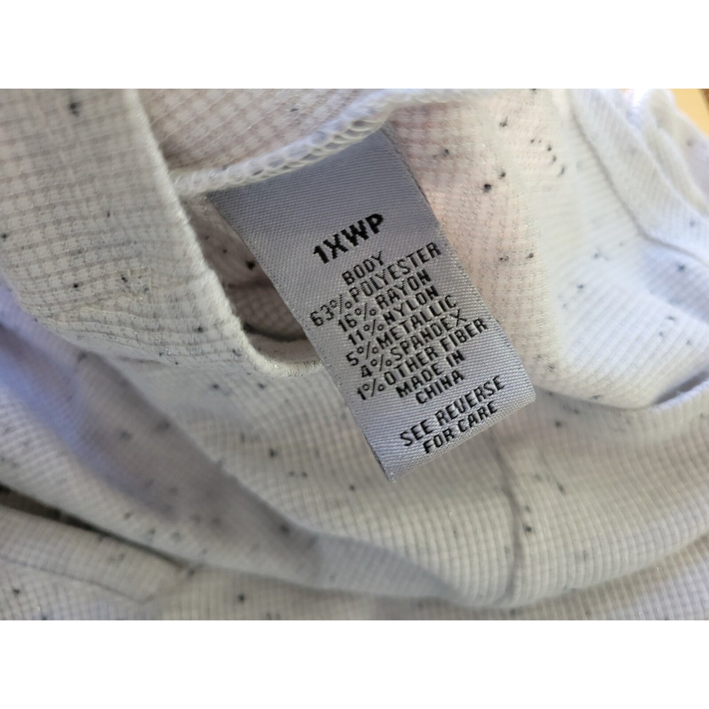 Catherines Womens Top 1XWP 3/4 Sleeve Gray Silver Metallic Asymmetric Thermal