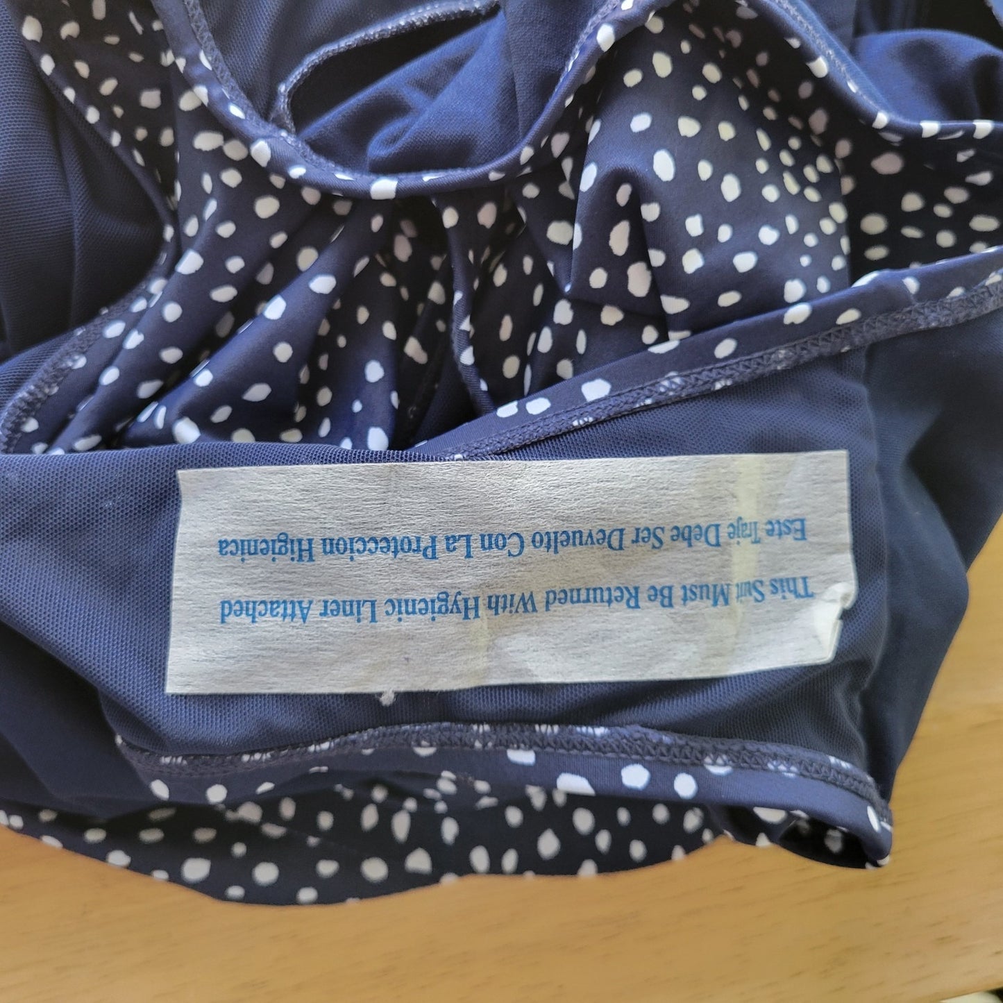 Kona Sol Womens Swimsuit 20 Plus Ruffle Strap Blue White Polka Dot Lined Bra