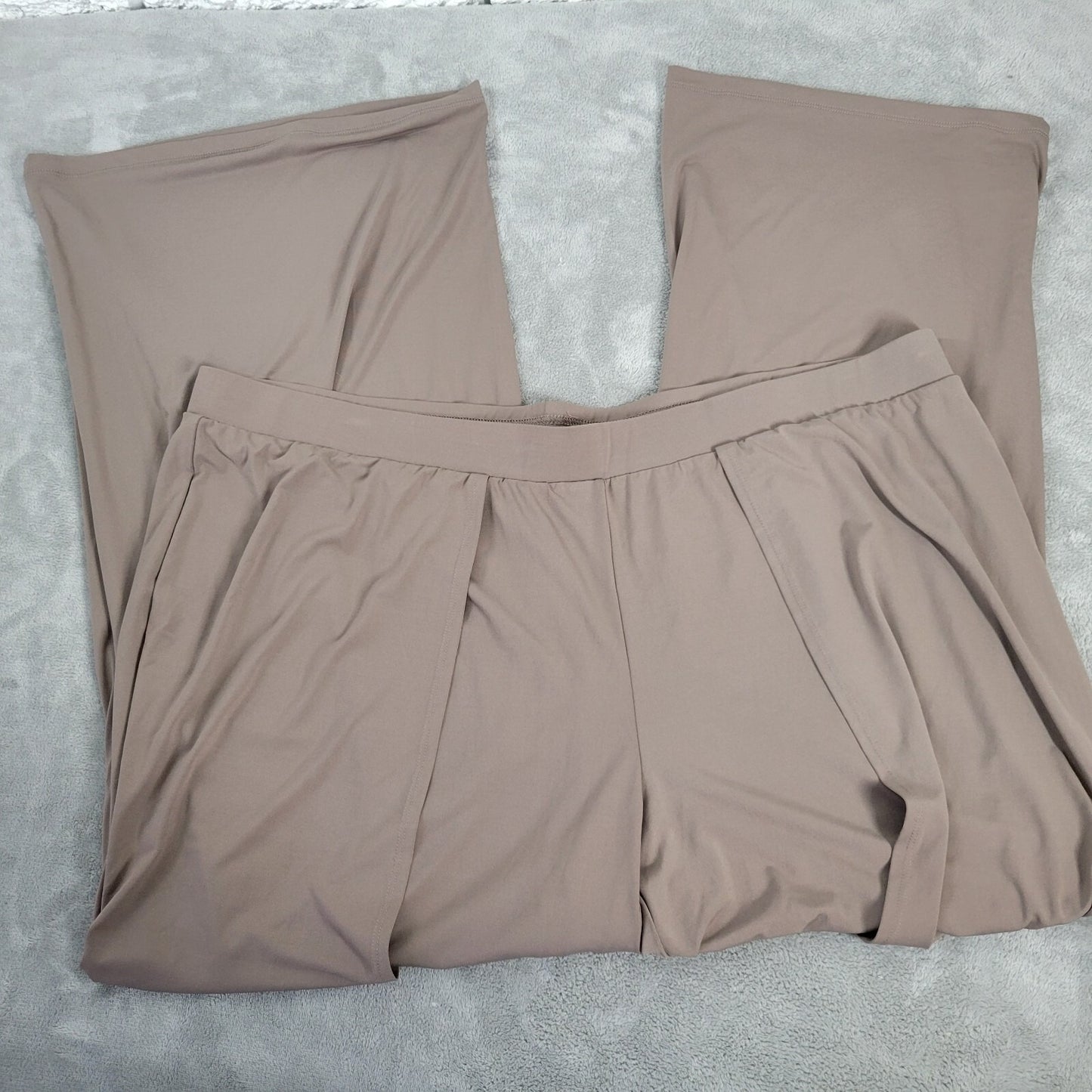 H By Halston Womens Pants 2X Plus Palazzo Pull On Wide Leg Tan Flaps Comfy