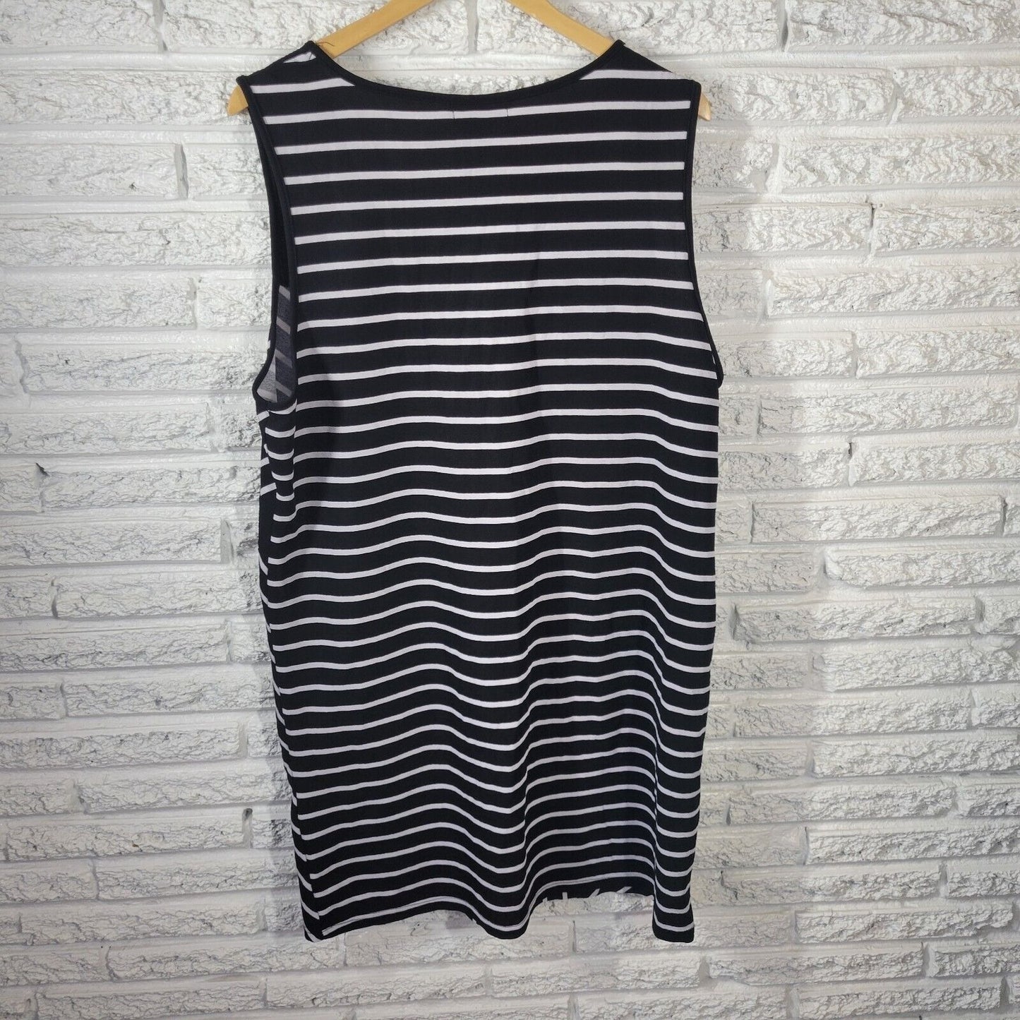 Rouge Womens Dress 4X Plus Sleeveless Mini Black Stripe Lightweight Poly Blend