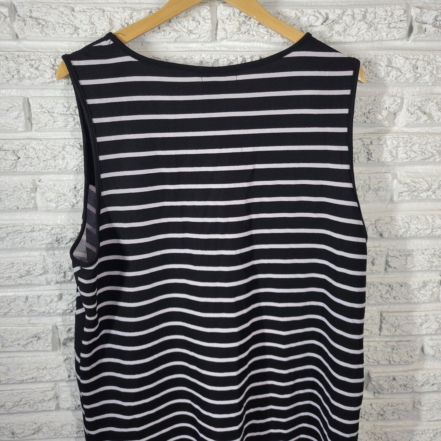 Rouge Womens Dress 4X Plus Sleeveless Mini Black Stripe Lightweight Poly Blend