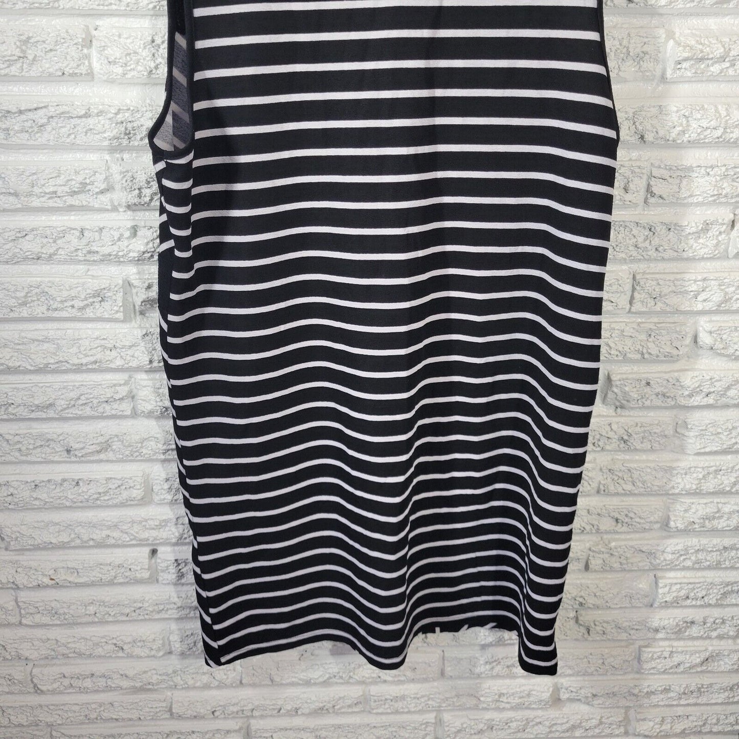 Rouge Womens Dress 4X Plus Sleeveless Mini Black Stripe Lightweight Poly Blend