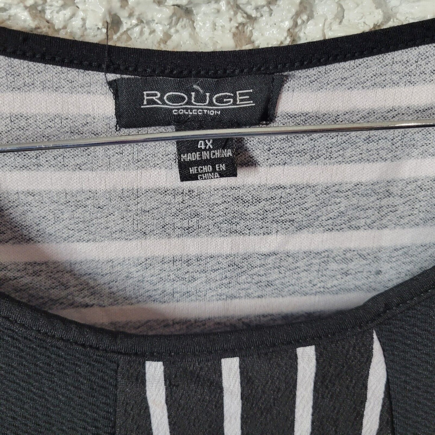 Rouge Womens Dress 4X Plus Sleeveless Mini Black Stripe Lightweight Poly Blend