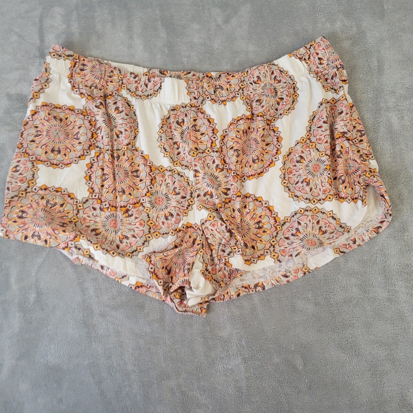 Cacique Womens Pajama Sleep Shorts 22 24 Orange Gray Geometric Cotton Pull On