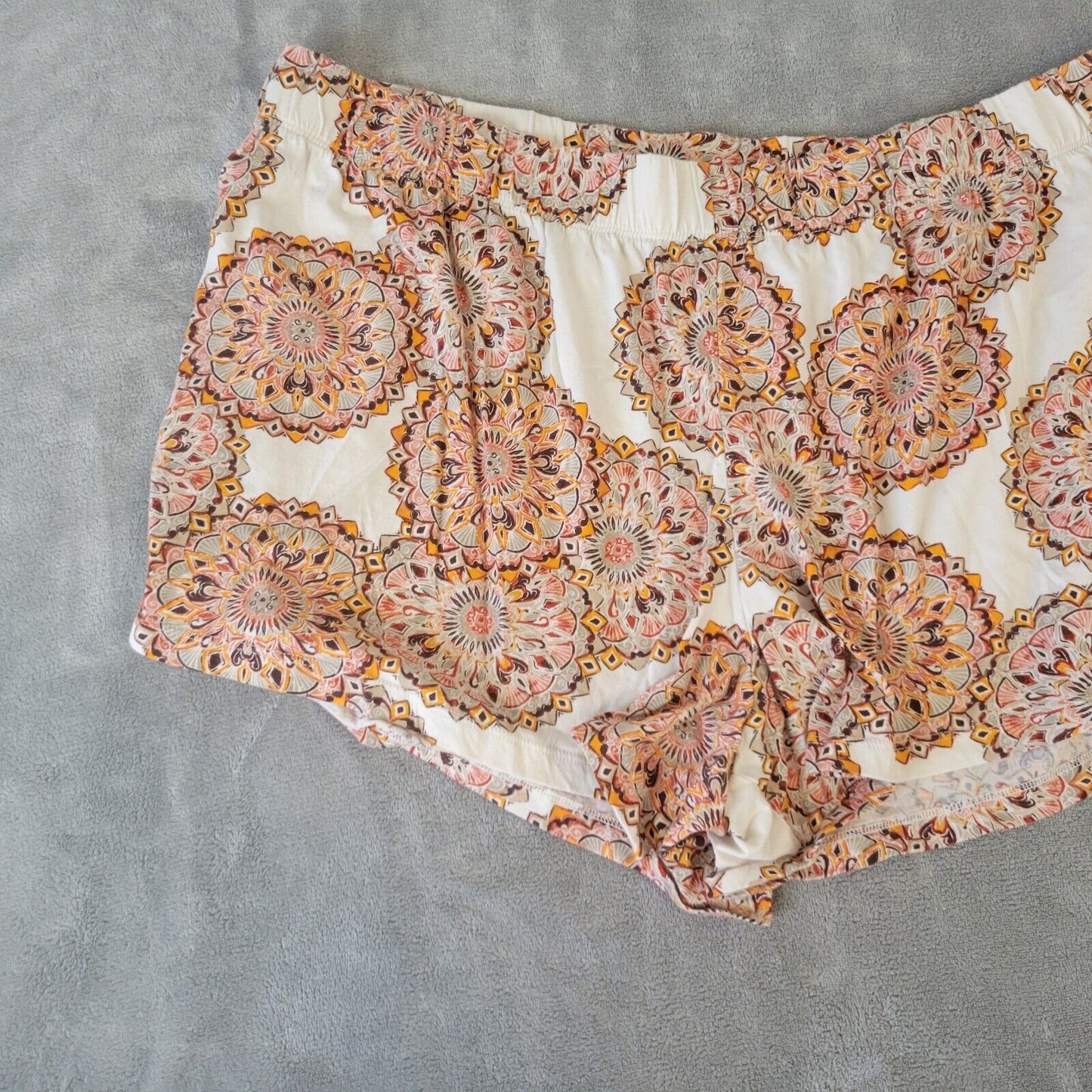 Cacique Womens Pajama Sleep Shorts 22 24 Orange Gray Geometric Cotton Pull On
