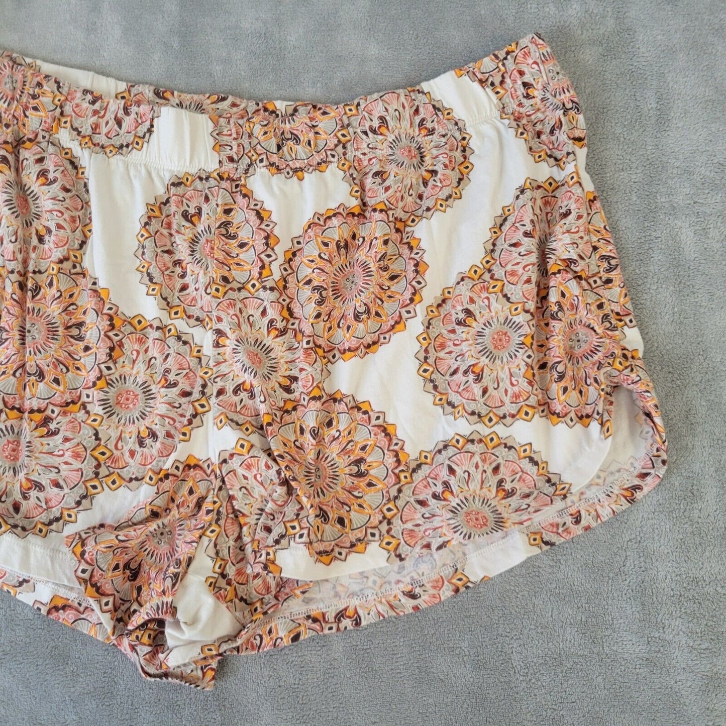 Cacique Womens Pajama Sleep Shorts 22 24 Orange Gray Geometric Cotton Pull On