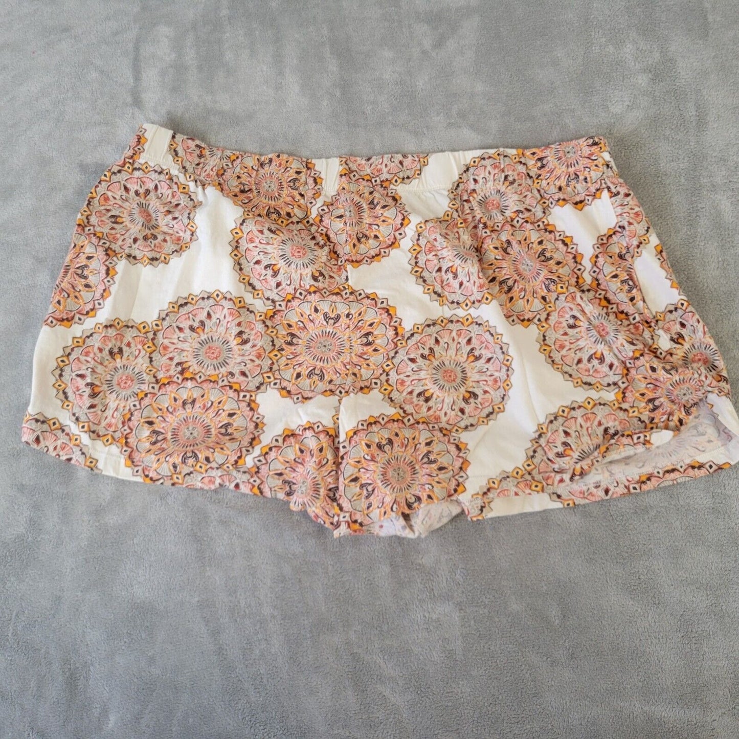 Cacique Womens Pajama Sleep Shorts 22 24 Orange Gray Geometric Cotton Pull On