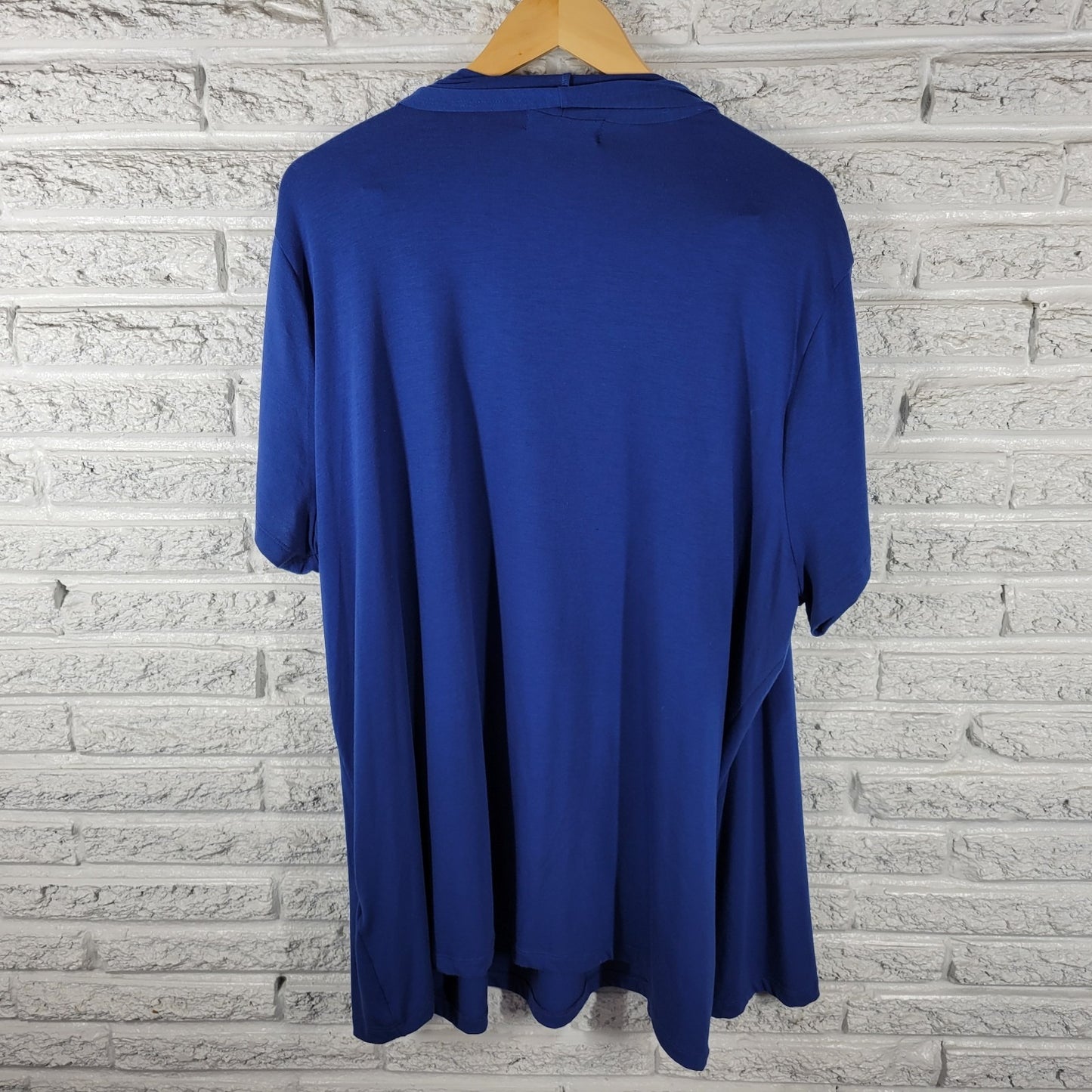 August Silk Womens Top 3X Plus Tunic Short Sleeve Blue Studded Poly Blend Comfy