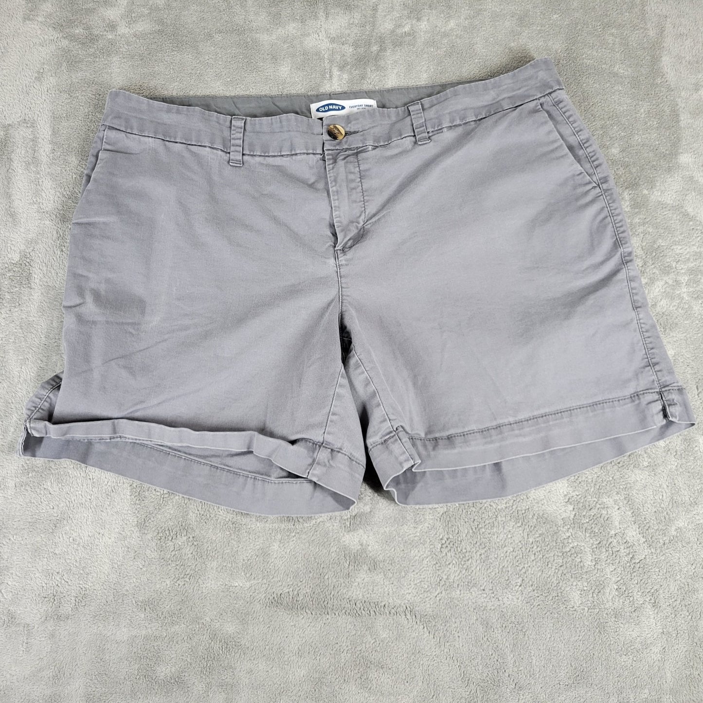 Old Navy Everyday Womens Shorts 16 Mid Rise Gray Zip Fly Comfy Lightweight