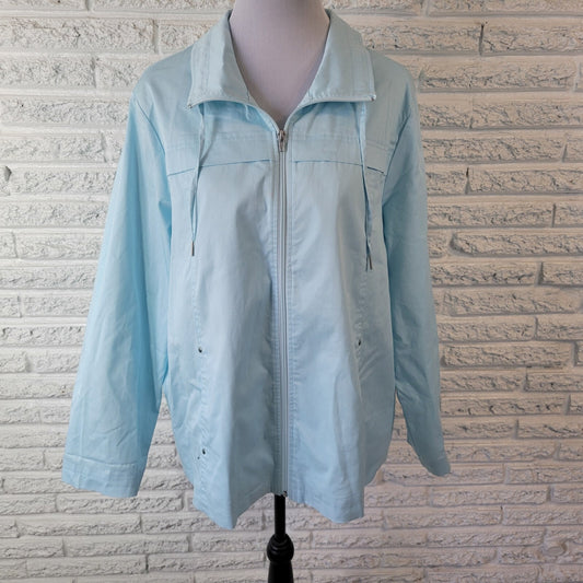 Blair Women Jacket Extra Large XL Full Zip Blue Lined Lightweight Casual Pockets