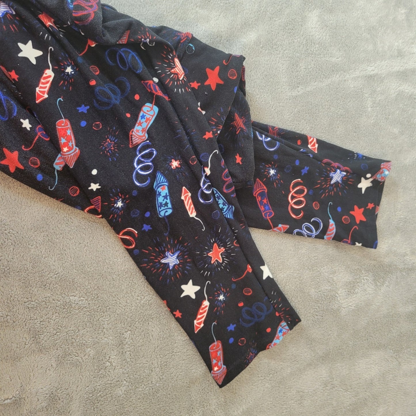 Fourth of July Lularoe Womens Pants TC Tall Curvy Leggings Firecracker Patriotic