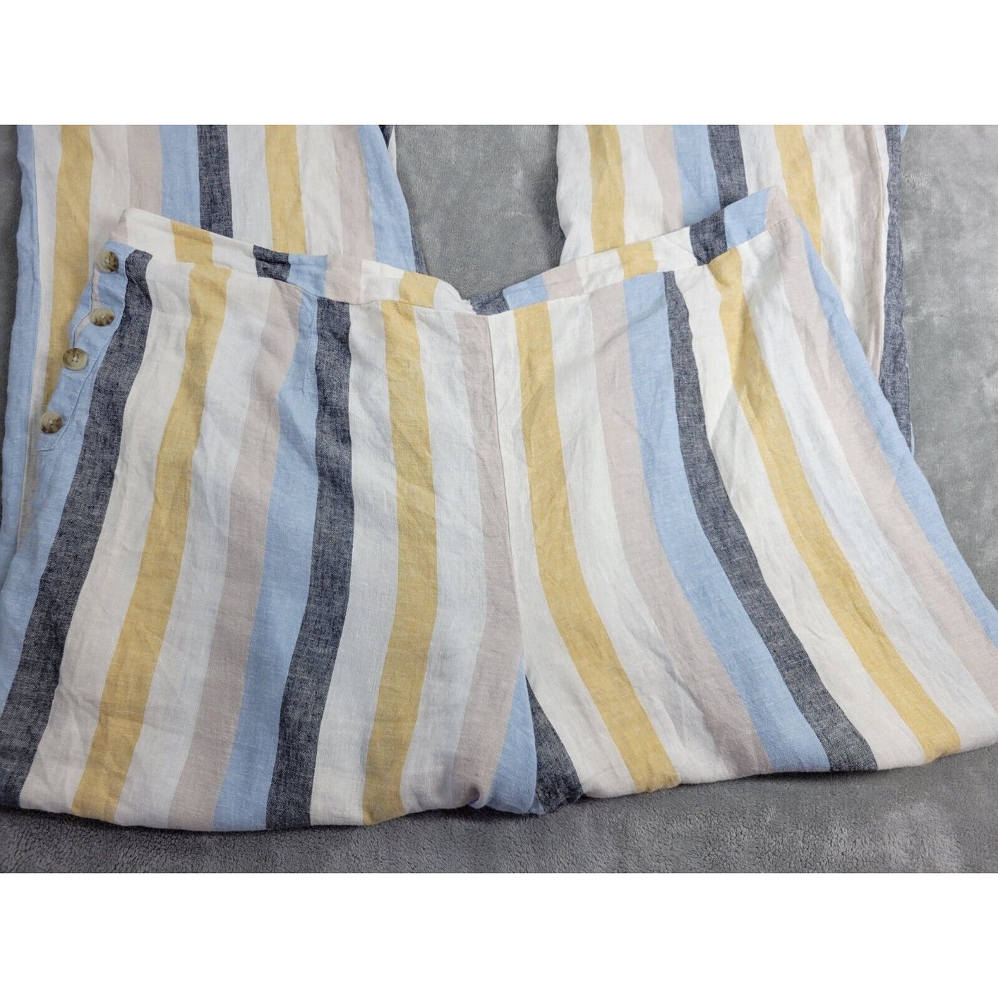 Cato Womens Pants 26W 28W Palazzo Pull On Gold Stripe Lightweight Linen Rayon