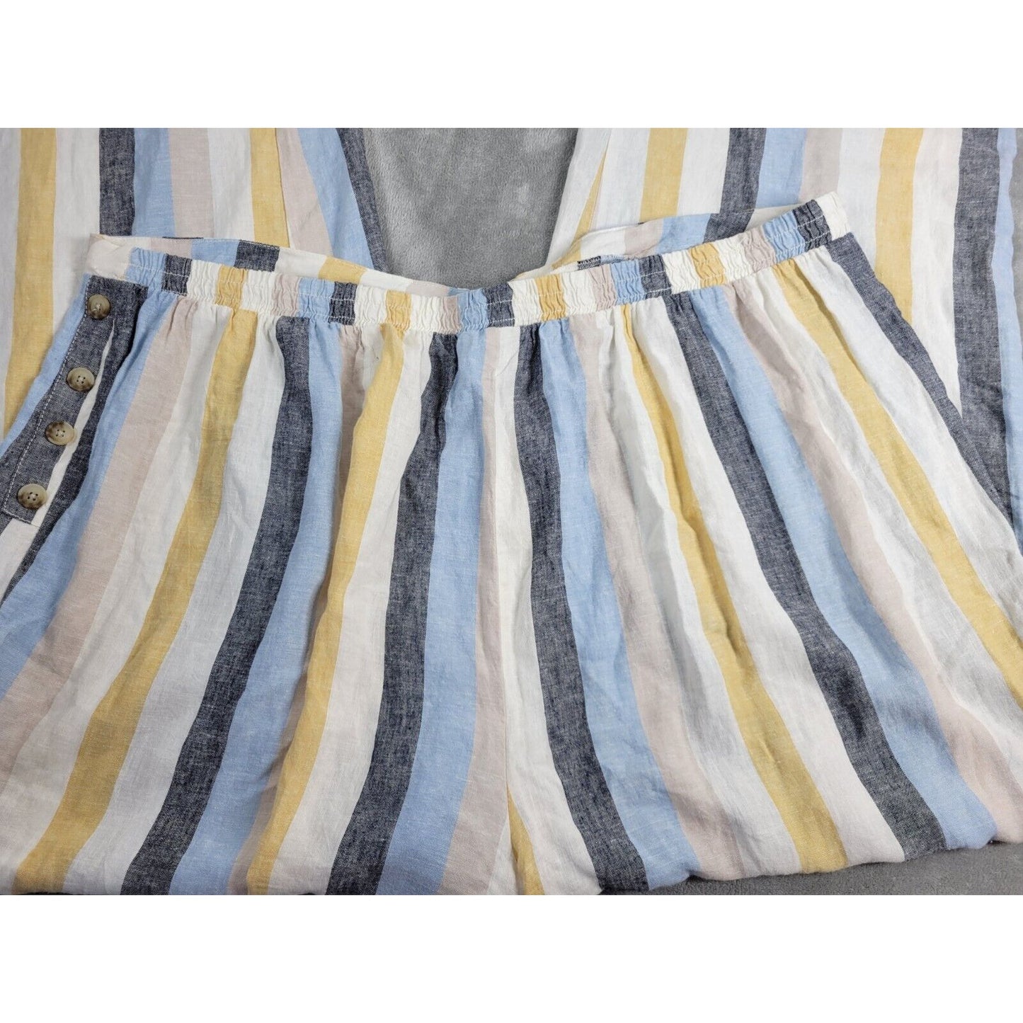 Cato Womens Pants 26W 28W Palazzo Pull On Gold Stripe Lightweight Linen Rayon