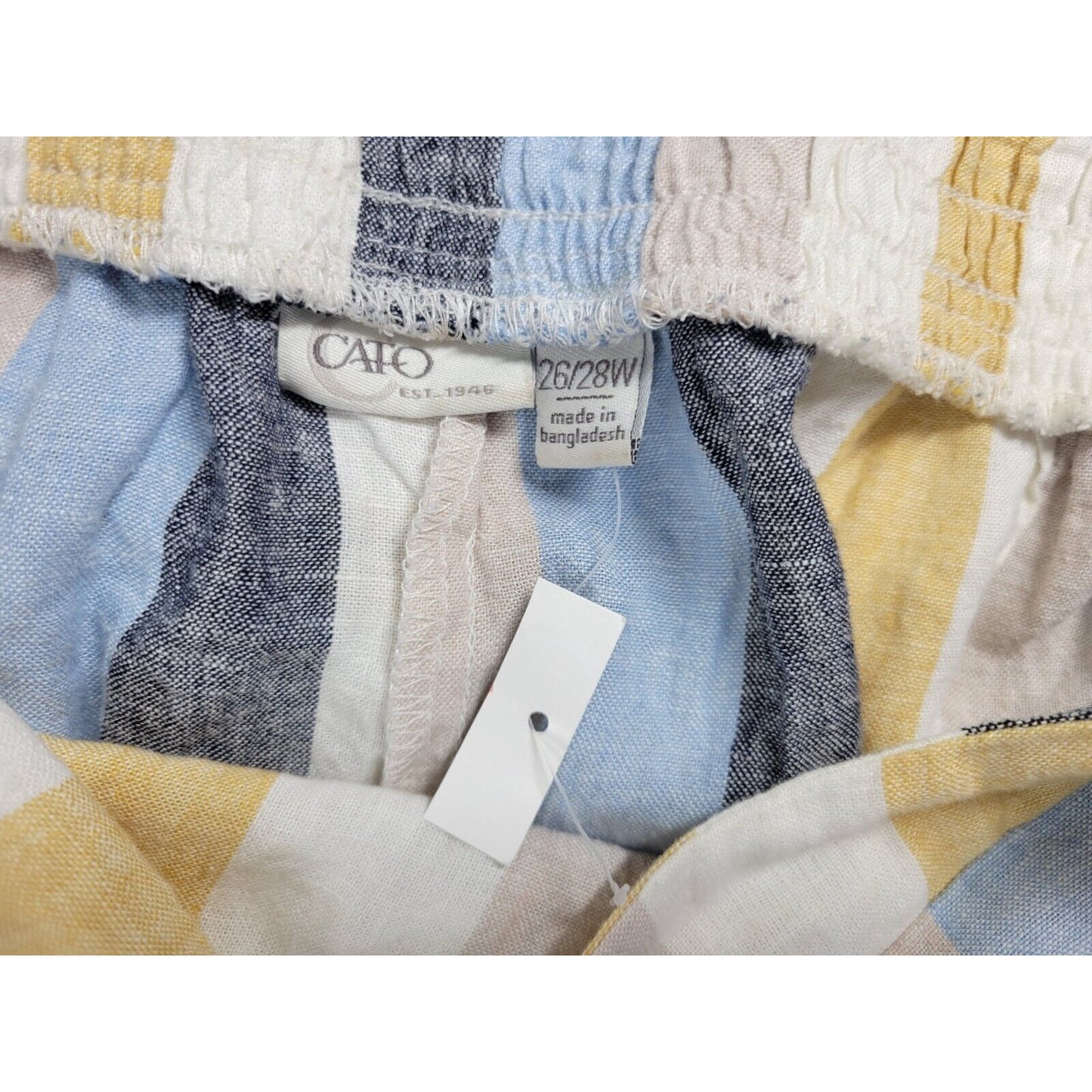 Cato Womens Pants 26W 28W Palazzo Pull On Gold Stripe Lightweight Linen Rayon