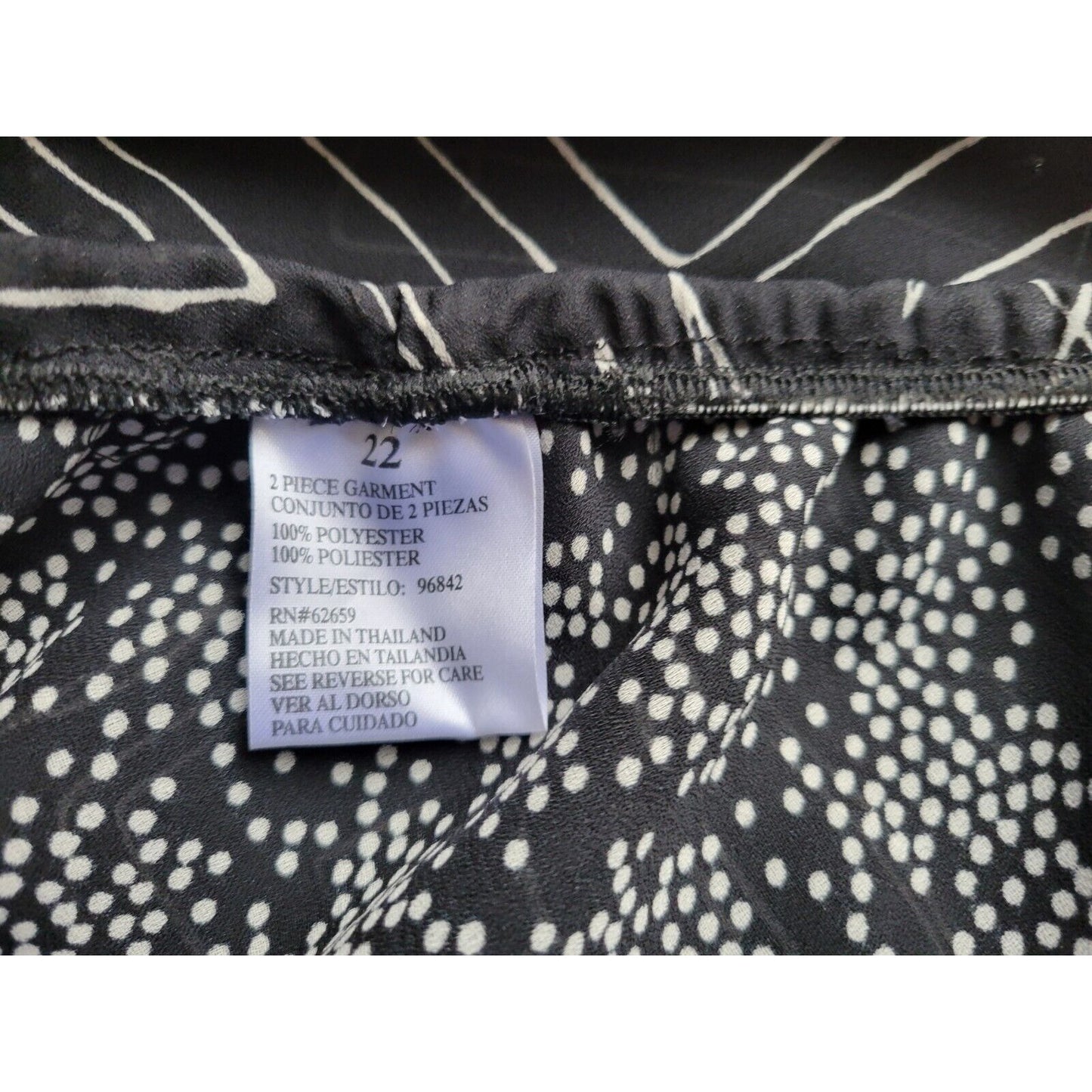 Karis Korner Women Skirt 22 Plus with Top Black Geometric Office Sheer Polyester