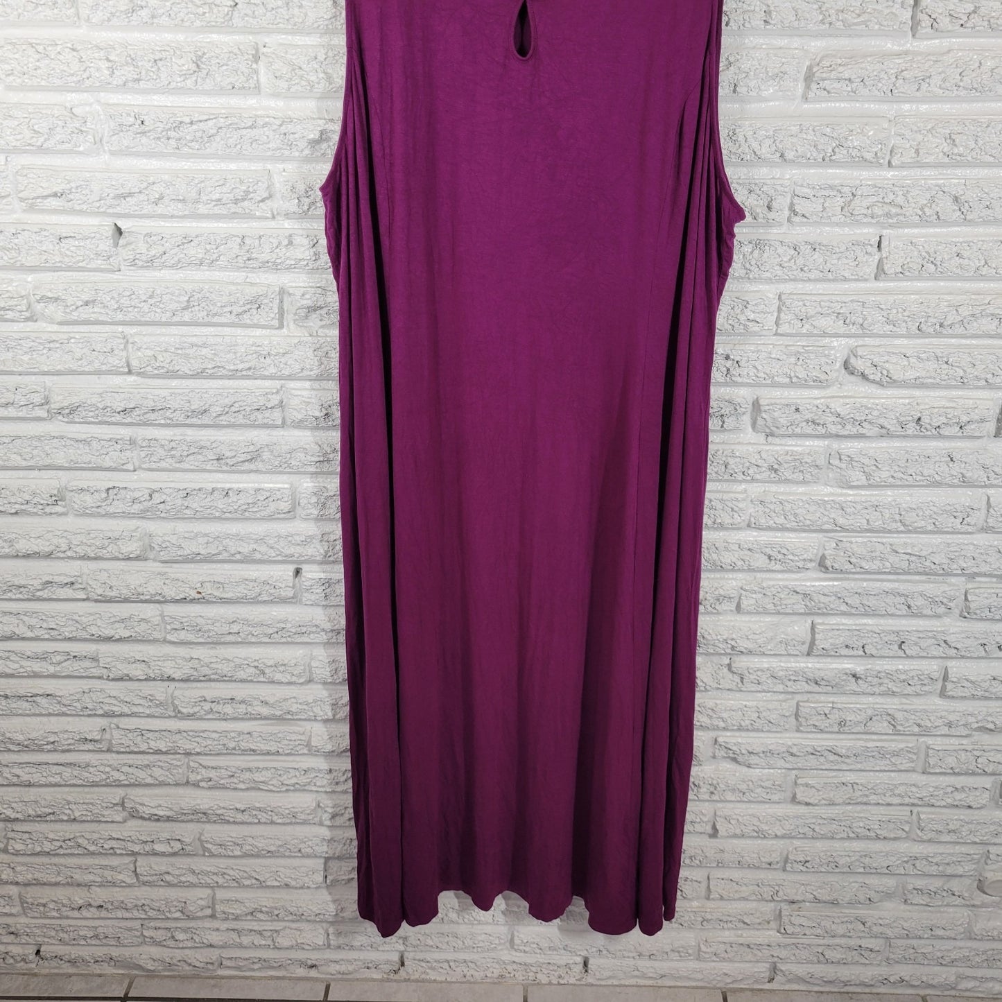 Catherines Womens Dress 4X Plus Sleeveless Shift Midi Purple Rayon Keyhole