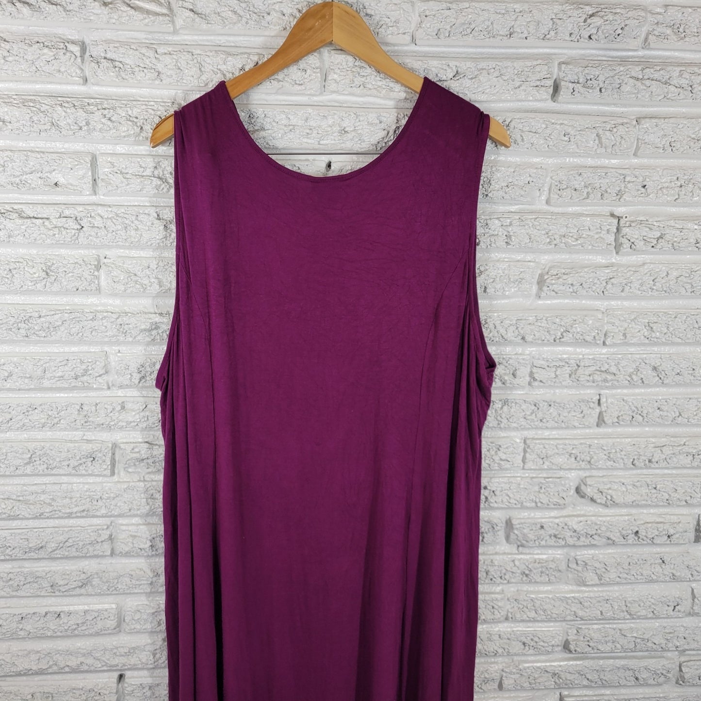 Catherines Womens Dress 4X Plus Sleeveless Shift Midi Purple Rayon Keyhole