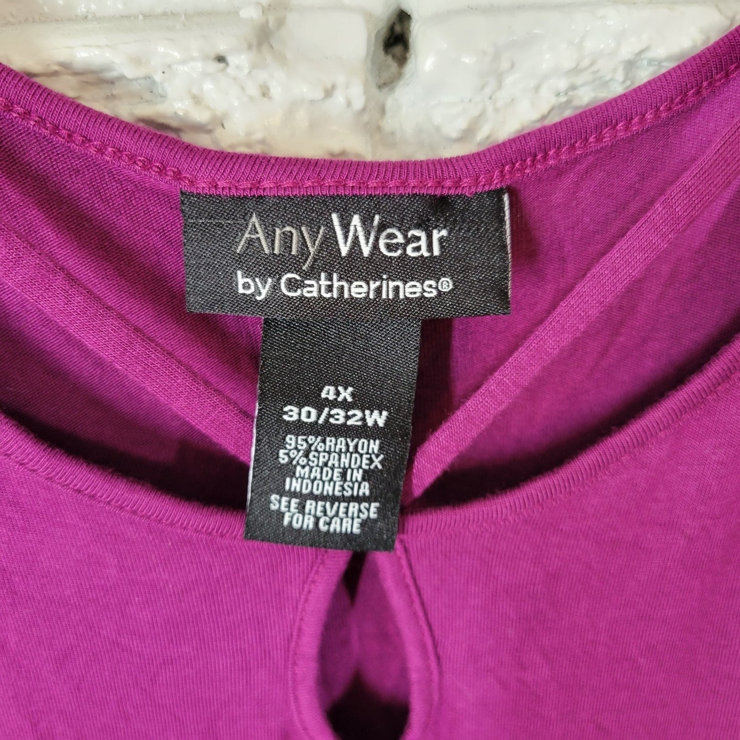 Catherines Womens Dress 4X Plus Sleeveless Shift Midi Purple Rayon Keyhole