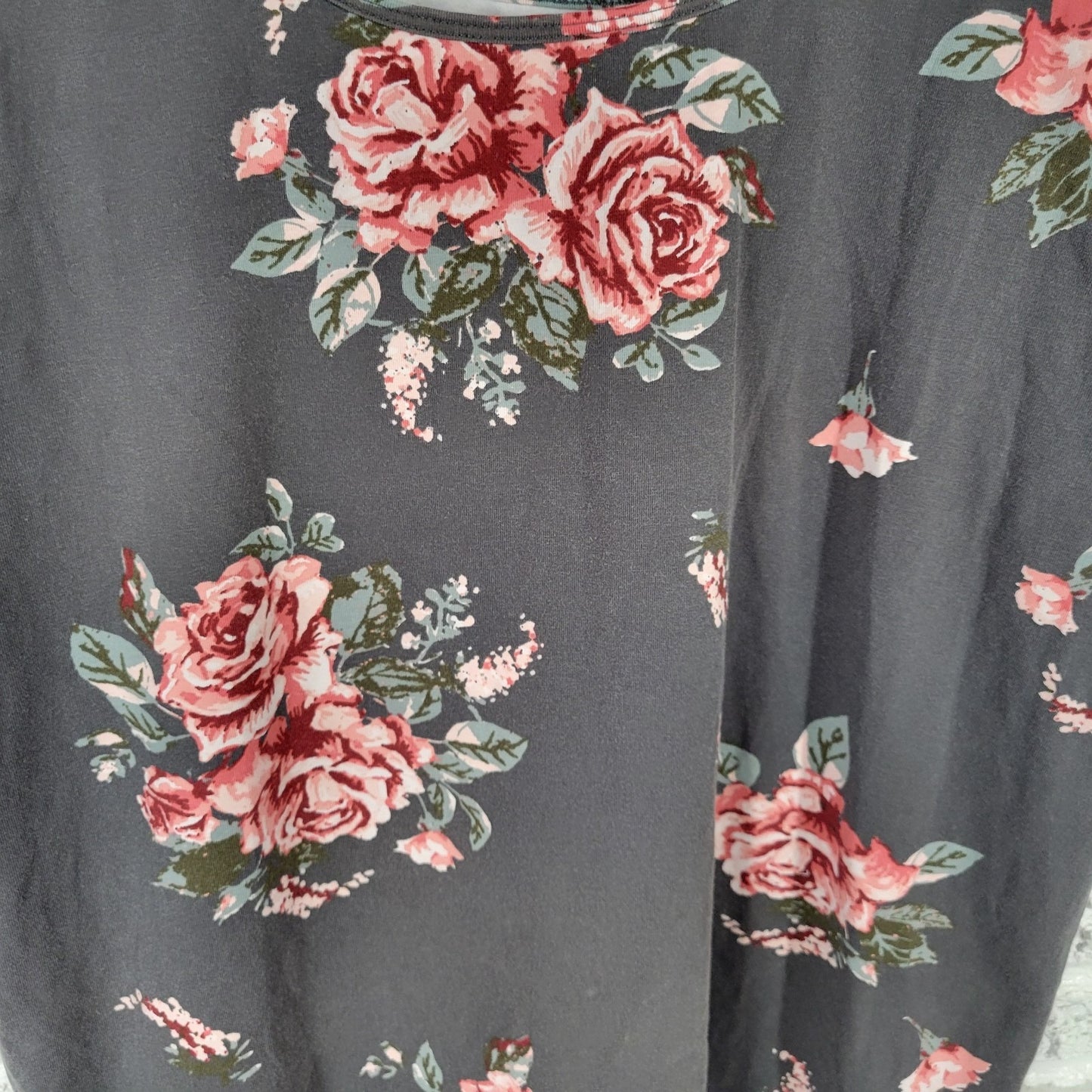 Maurices Womens Top 3X Plus Tank Gray Pink Floral Cotton Blend Comfy Casual