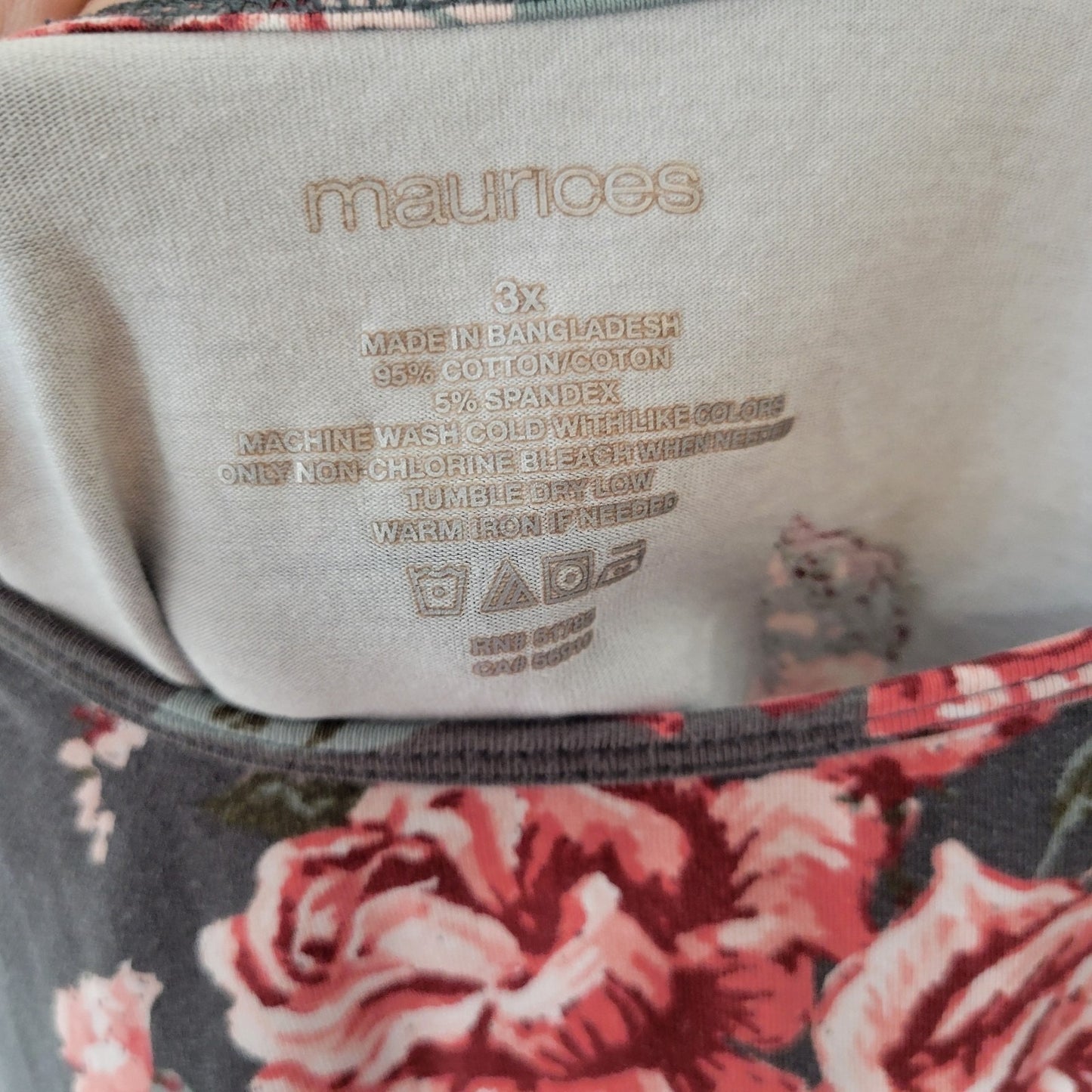 Maurices Womens Top 3X Plus Tank Gray Pink Floral Cotton Blend Comfy Casual