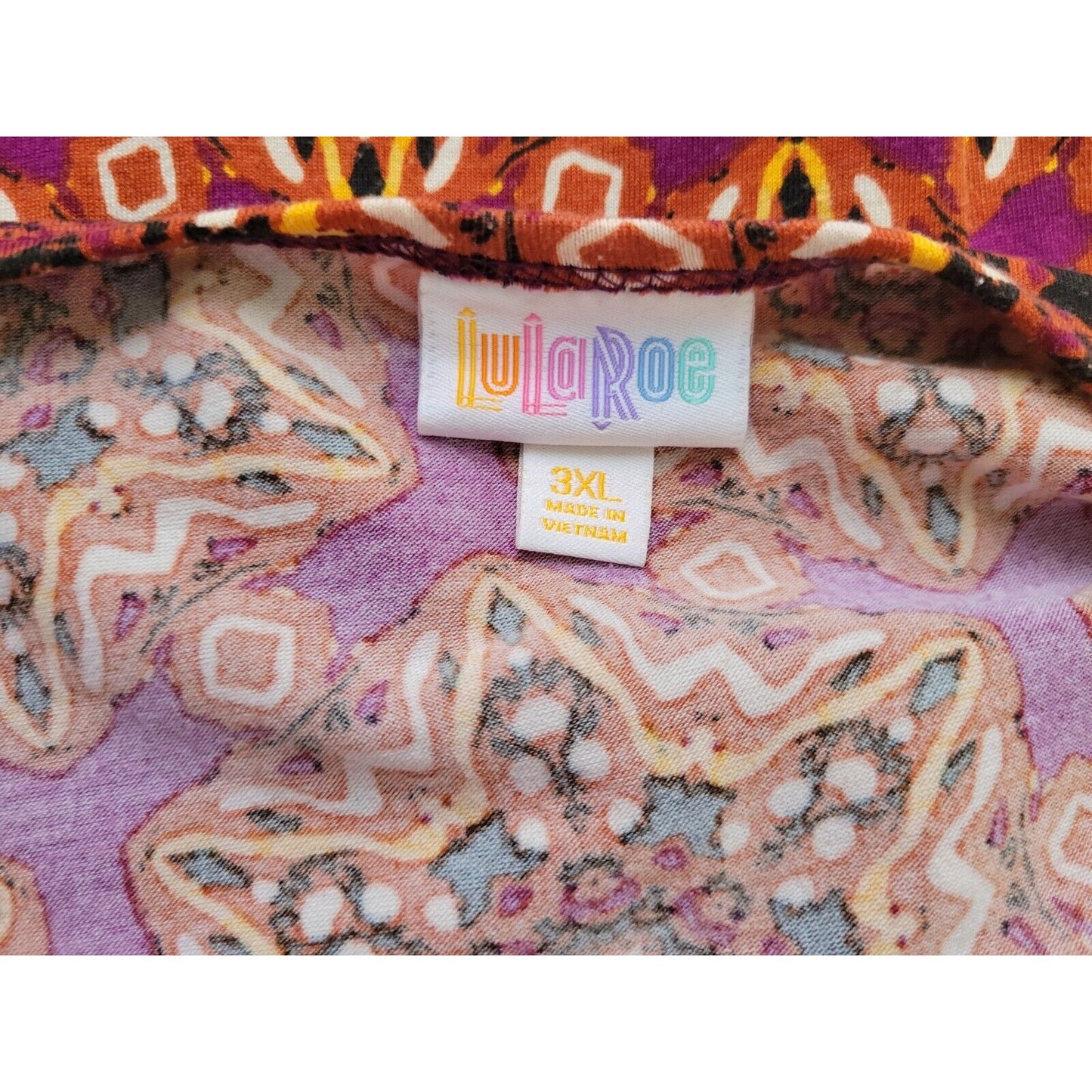 Lularoe Womens Top 3XL Plus Short Sleeve Purple Geometric Asymmetric Casual