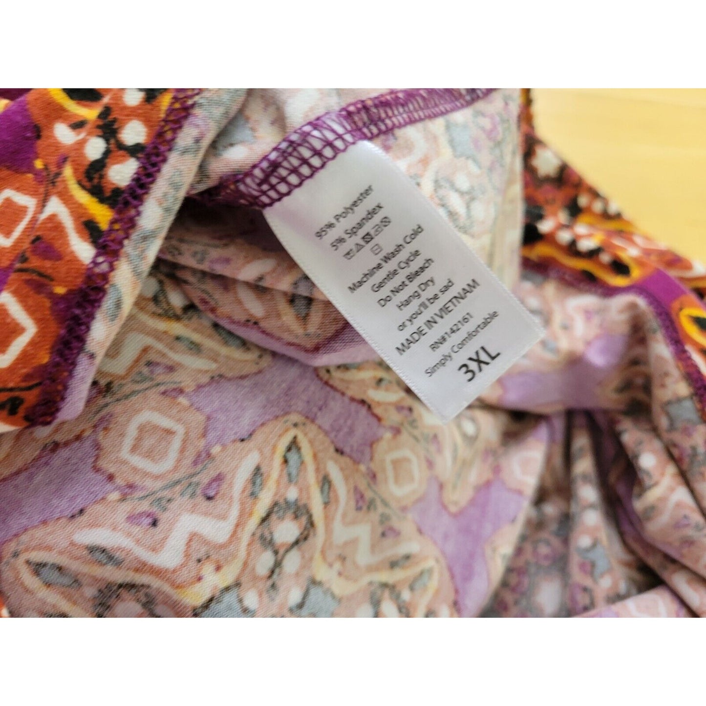 Lularoe Womens Top 3XL Plus Short Sleeve Purple Geometric Asymmetric Casual