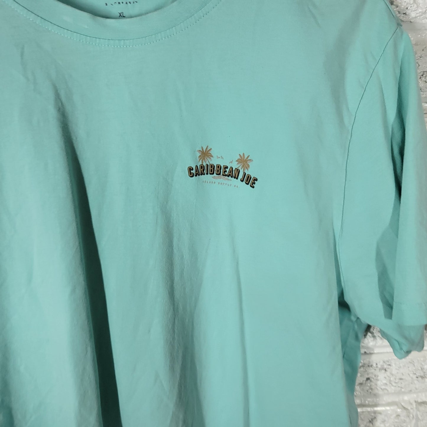 Caribbean Joe Womens Top XL Tee Short Sleeve Blue Lets Rumble in Jungle Cotton