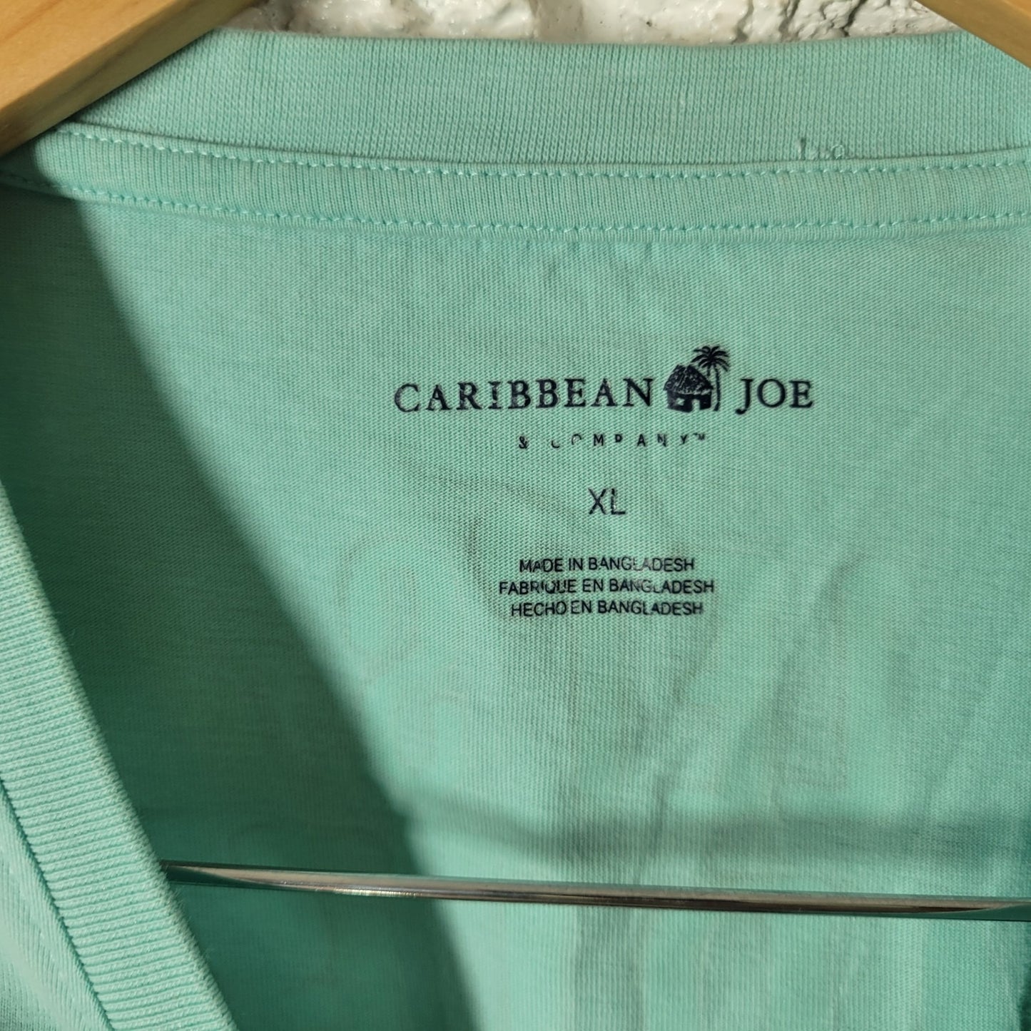 Caribbean Joe Womens Top XL Tee Short Sleeve Blue Lets Rumble in Jungle Cotton