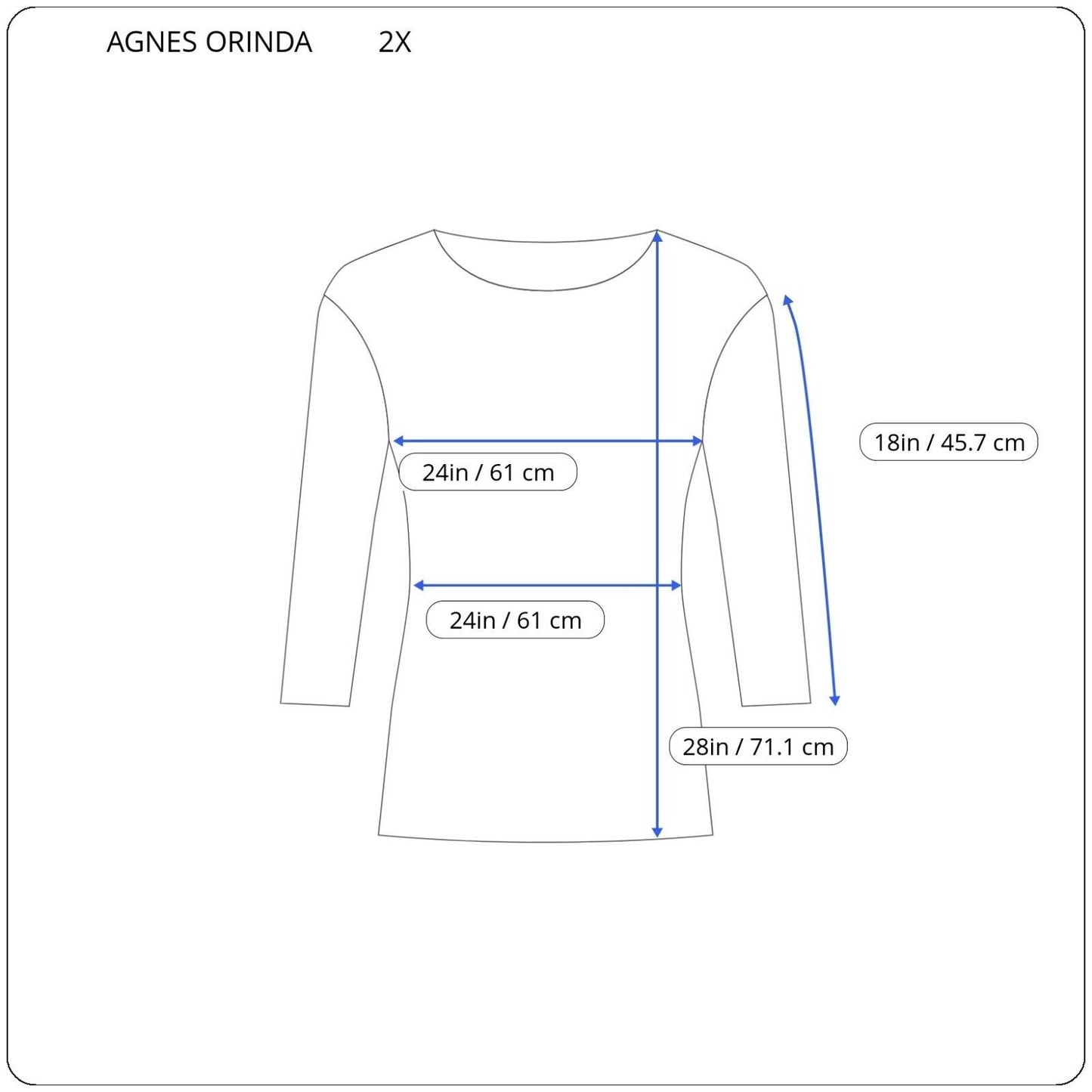 Agnes Orinda Womens Top 2X Plus 3/4 Sleeve Blue Floral Polyester Casual Pullover