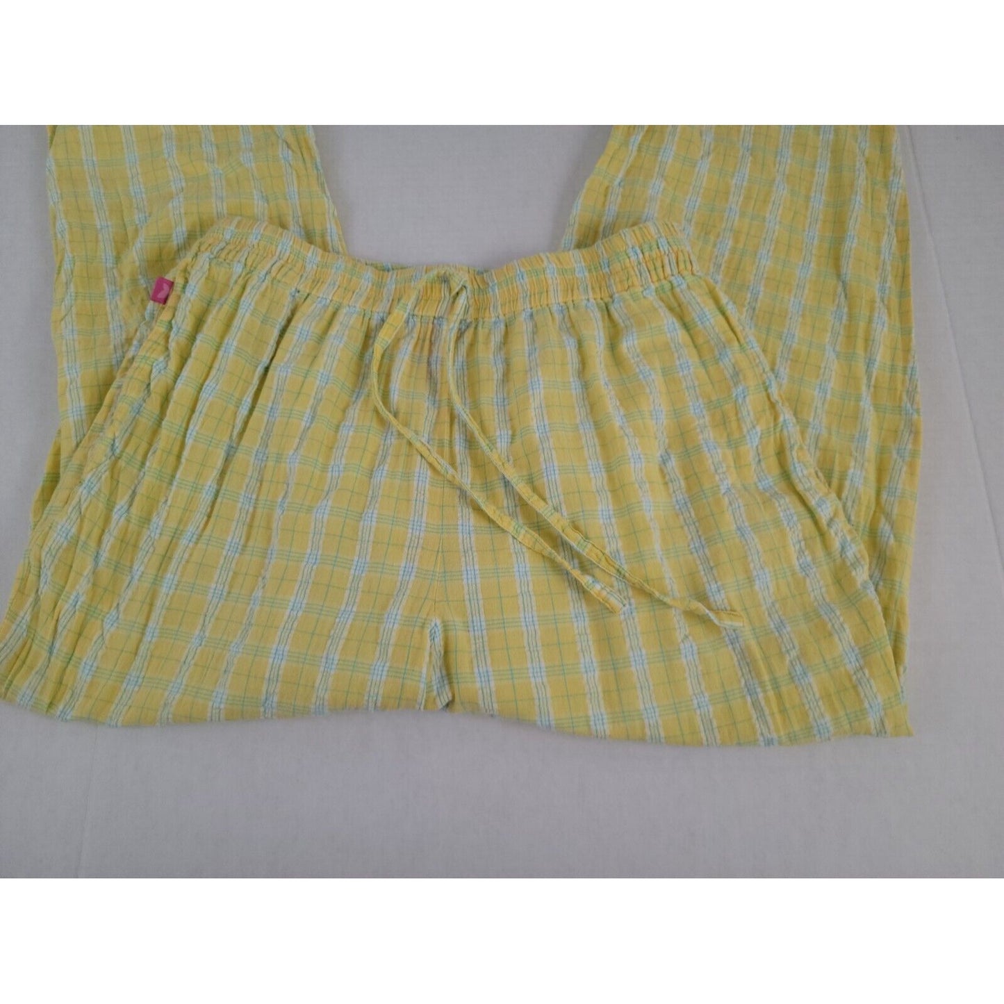 Woman Within Women Pants 16WP Plus Pajama Lounge Lightweight Yellow Plaid Casual