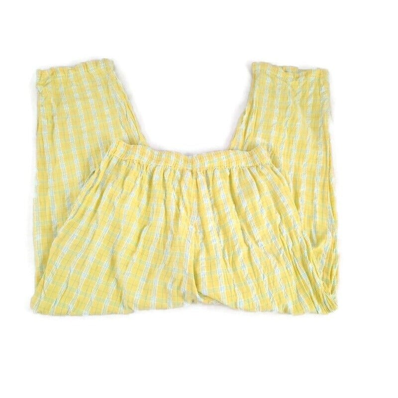 Woman Within Women Pants 16WP Plus Pajama Lounge Lightweight Yellow Plaid Casual