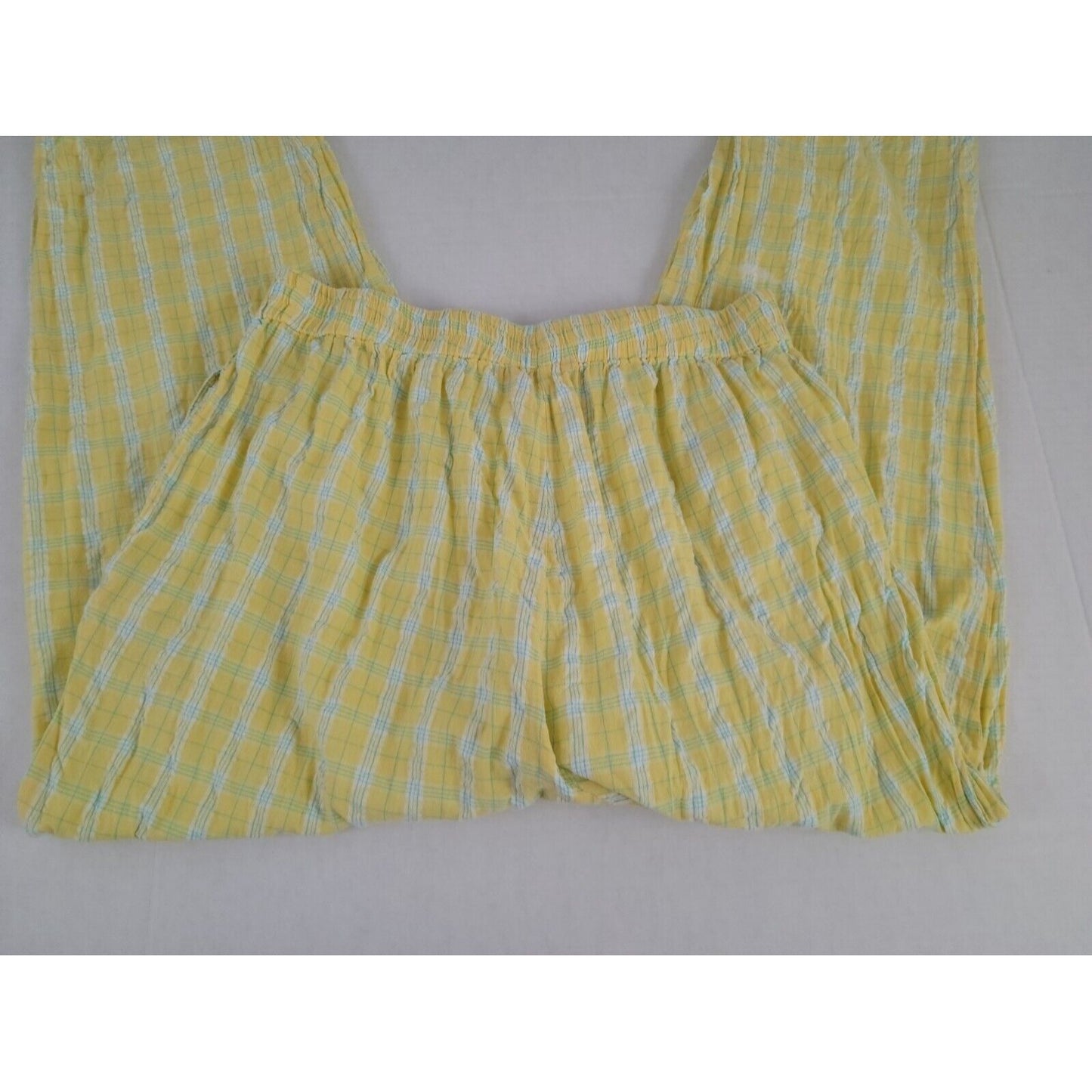 Woman Within Women Pants 16WP Plus Pajama Lounge Lightweight Yellow Plaid Casual