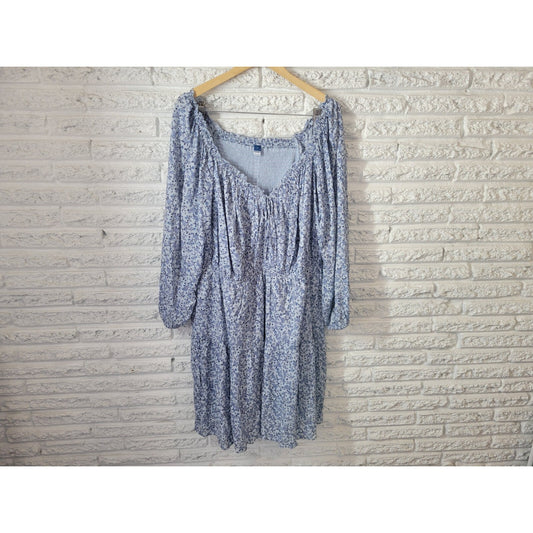 Old Navy Womens Dress 4X Plus On Off Shoulder Fit Flare Casual Blue Paisley