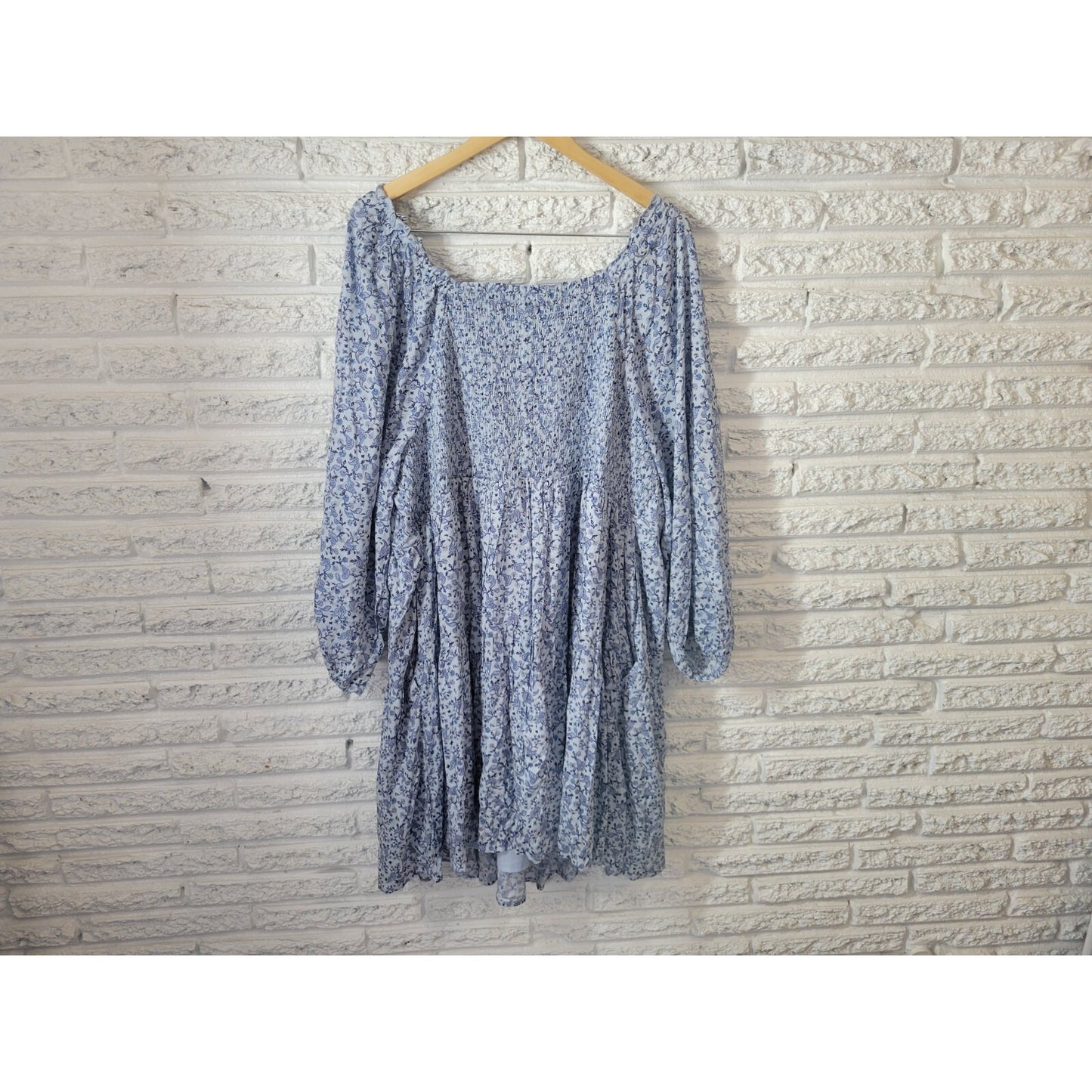 Old Navy Womens Dress 4X Plus On Off Shoulder Fit Flare Casual Blue Paisley