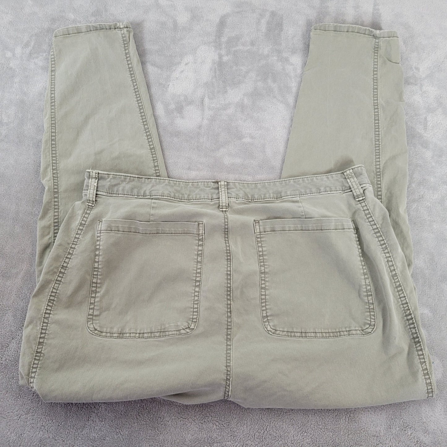 Old Navy Womens Pants 18 Plus Cropped Green Zip Fly Pockets Cotton Blend Casual