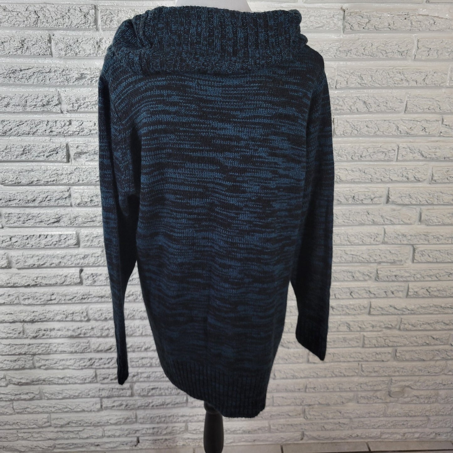 Alyx Womens Sweater 2X Plus Cowl Neck Blue Marled Speckle Acrylic Soft Office