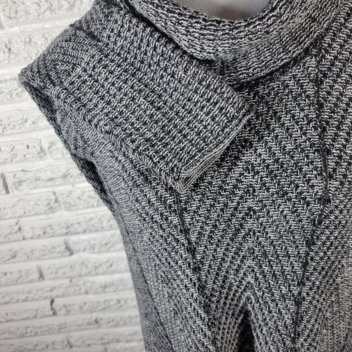 Eight Eight Eight Womens Sweater XL Tunic Cowl Neck Black Marled Office Cotton