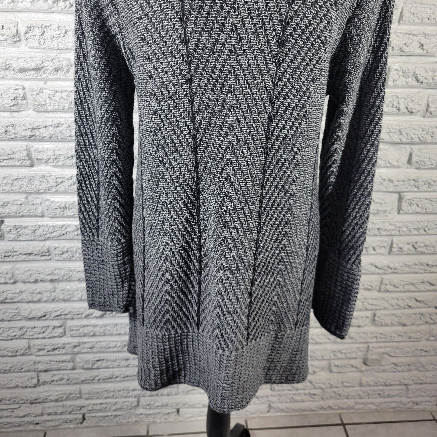 Eight Eight Eight Womens Sweater XL Tunic Cowl Neck Black Marled Office Cotton